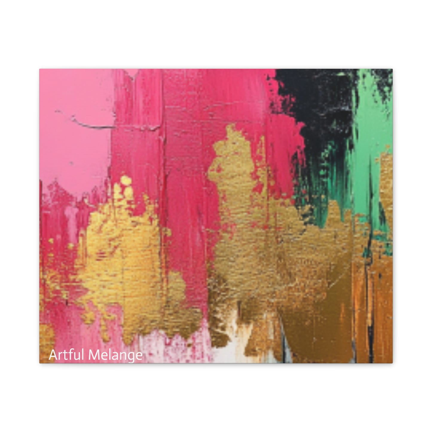 Acrylic Abstract Canvas Print - Homage To The Divine Nine/Pink Green Black and Gold 8