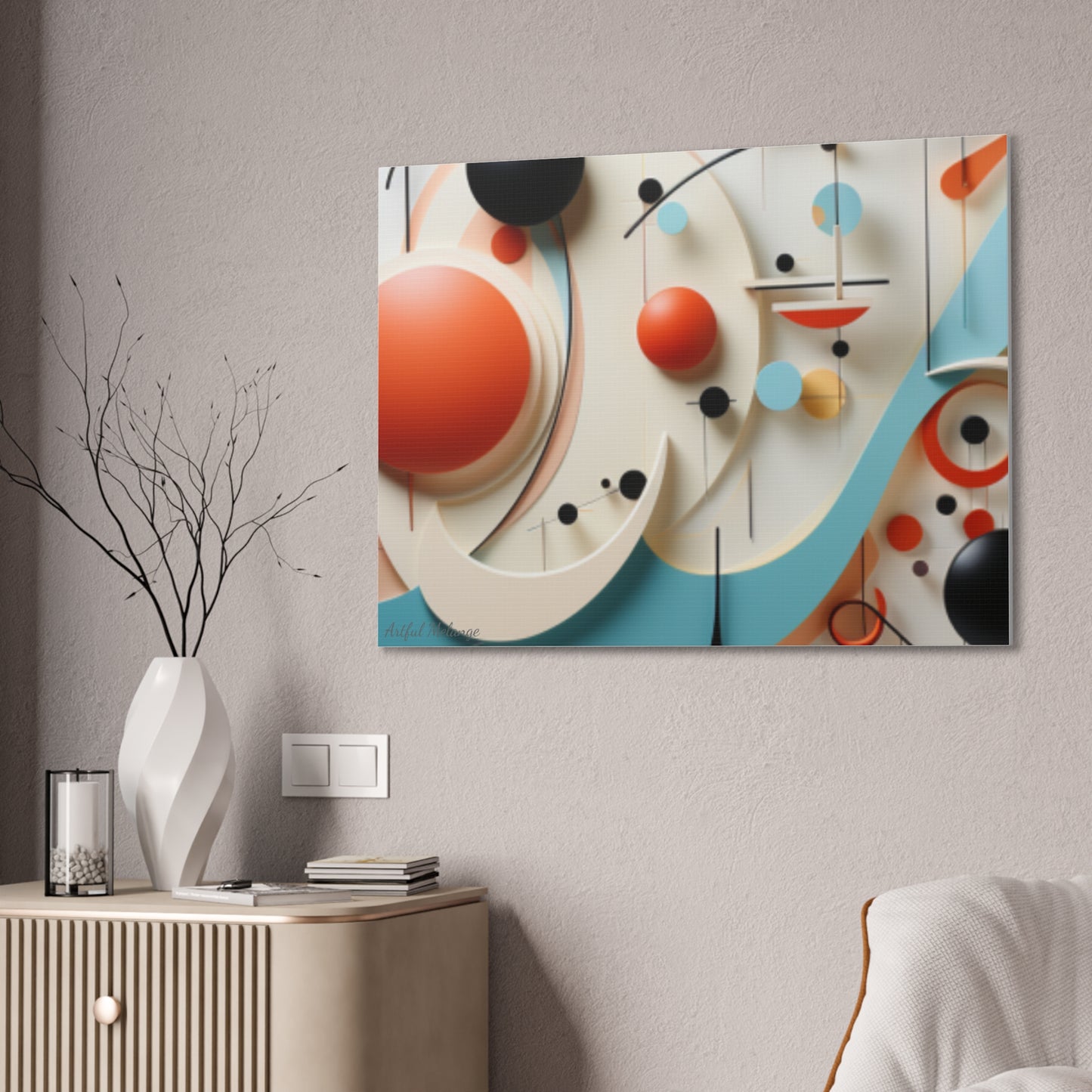 Harmony in Cyan and Peach- Graphic Print