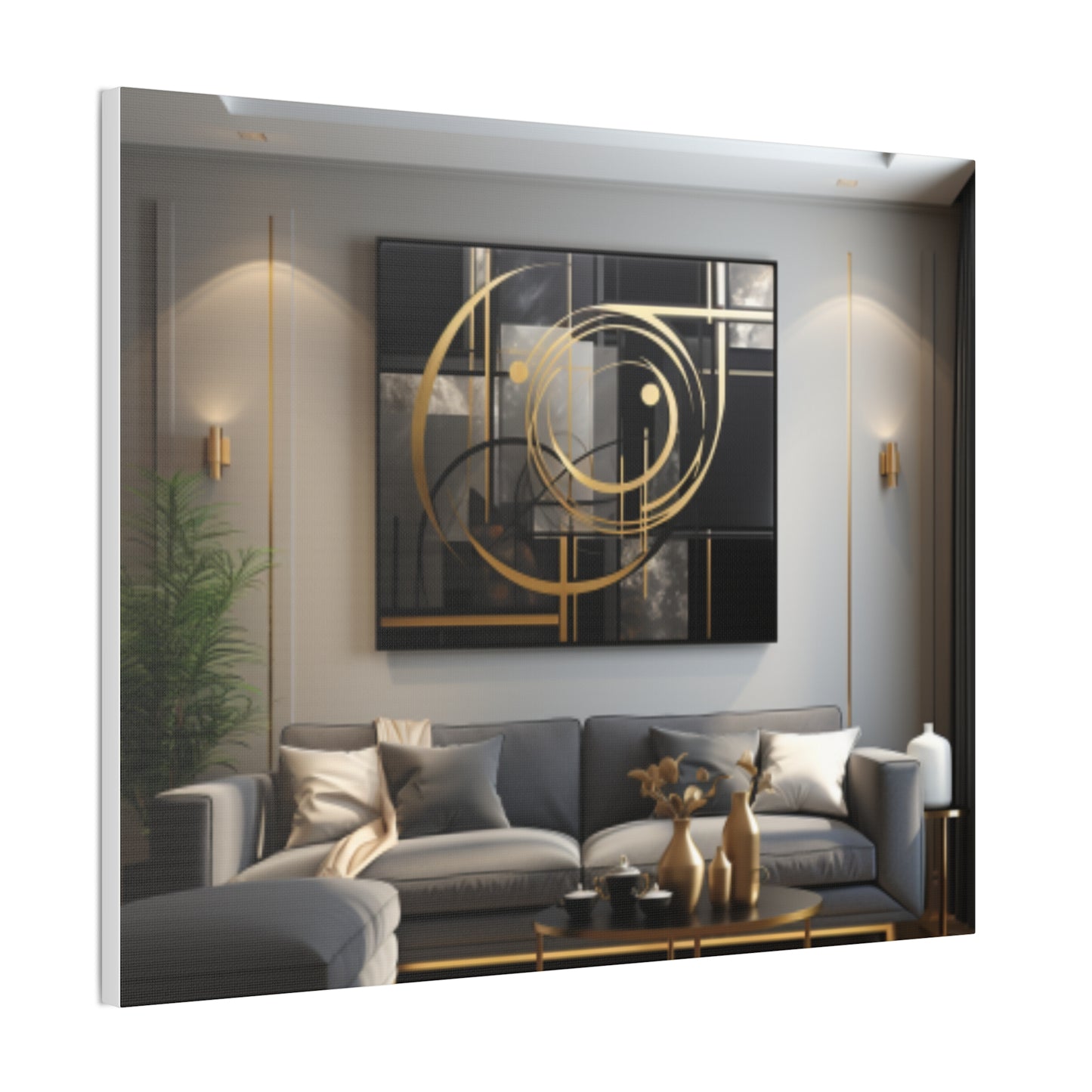 Gold and Black  Elegance: A Symphony of Sophistication Canvas Print