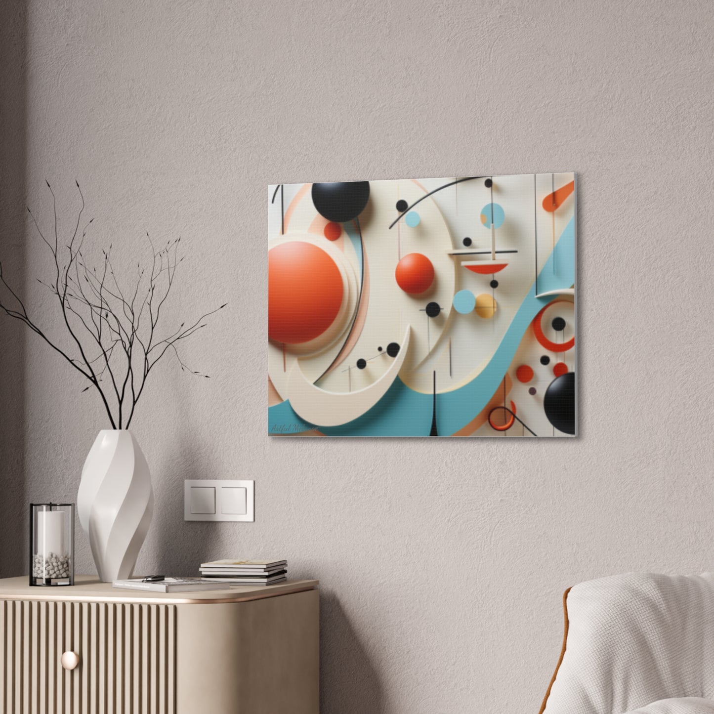 Harmony in Cyan and Peach- Graphic Print