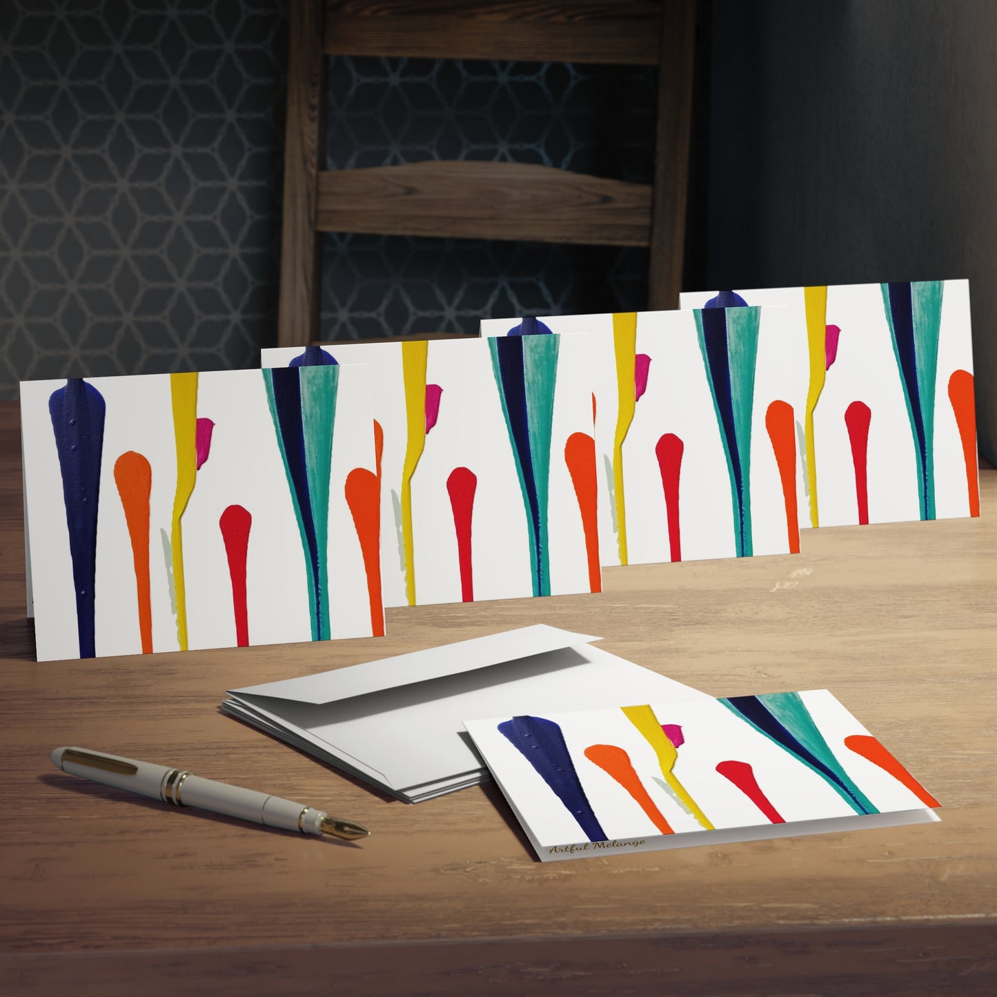 Elegance in Ink:  Abstract Art Note Card Set(5-Pack)