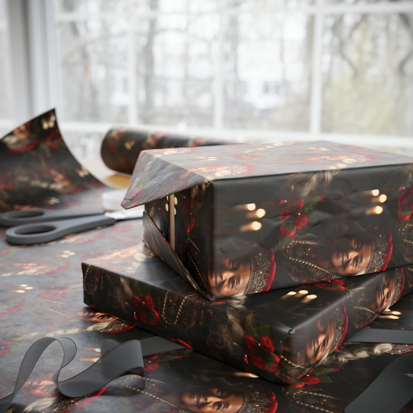 Afro-Centric Queen Claus Holiday Wrapping Paper - Dark & Rich Textured Design