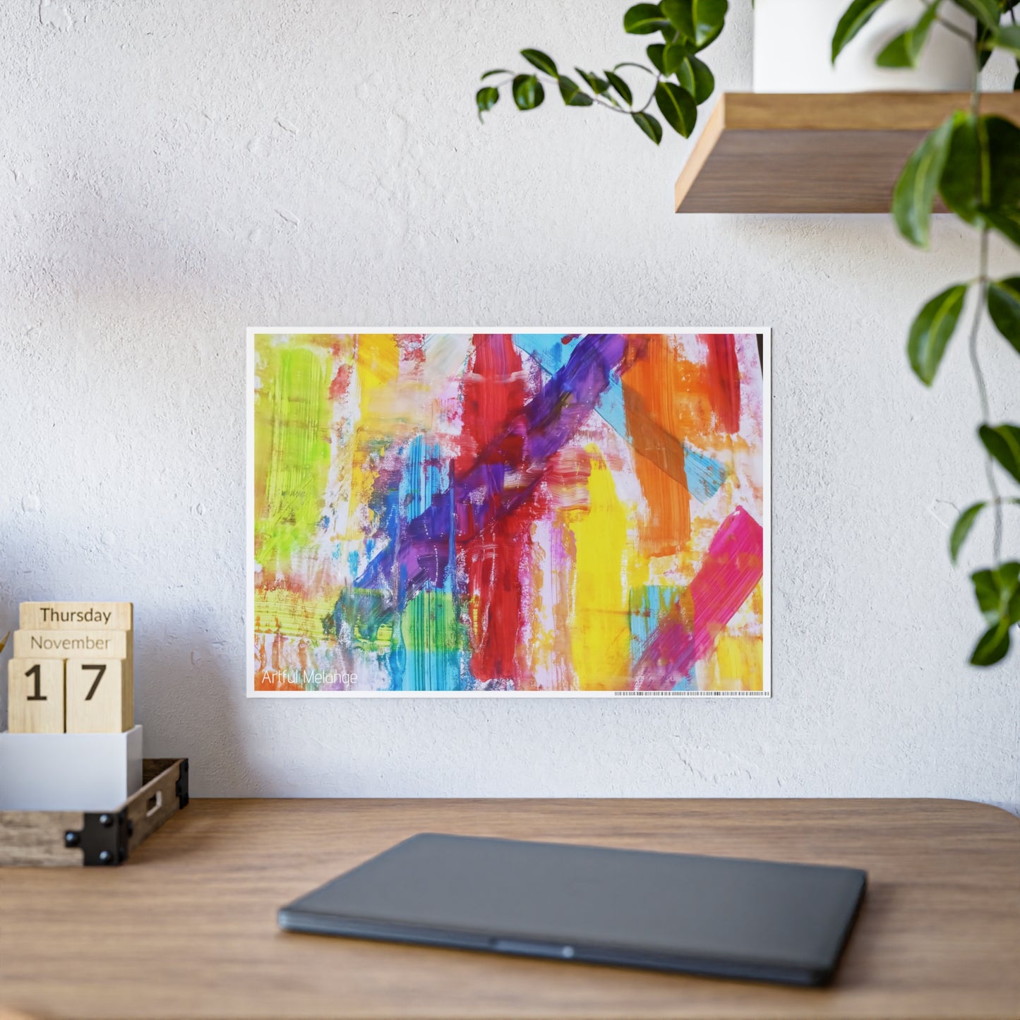 Gleaming Acrylic Abstract Poster: A Spectrum of Colorful Elegance