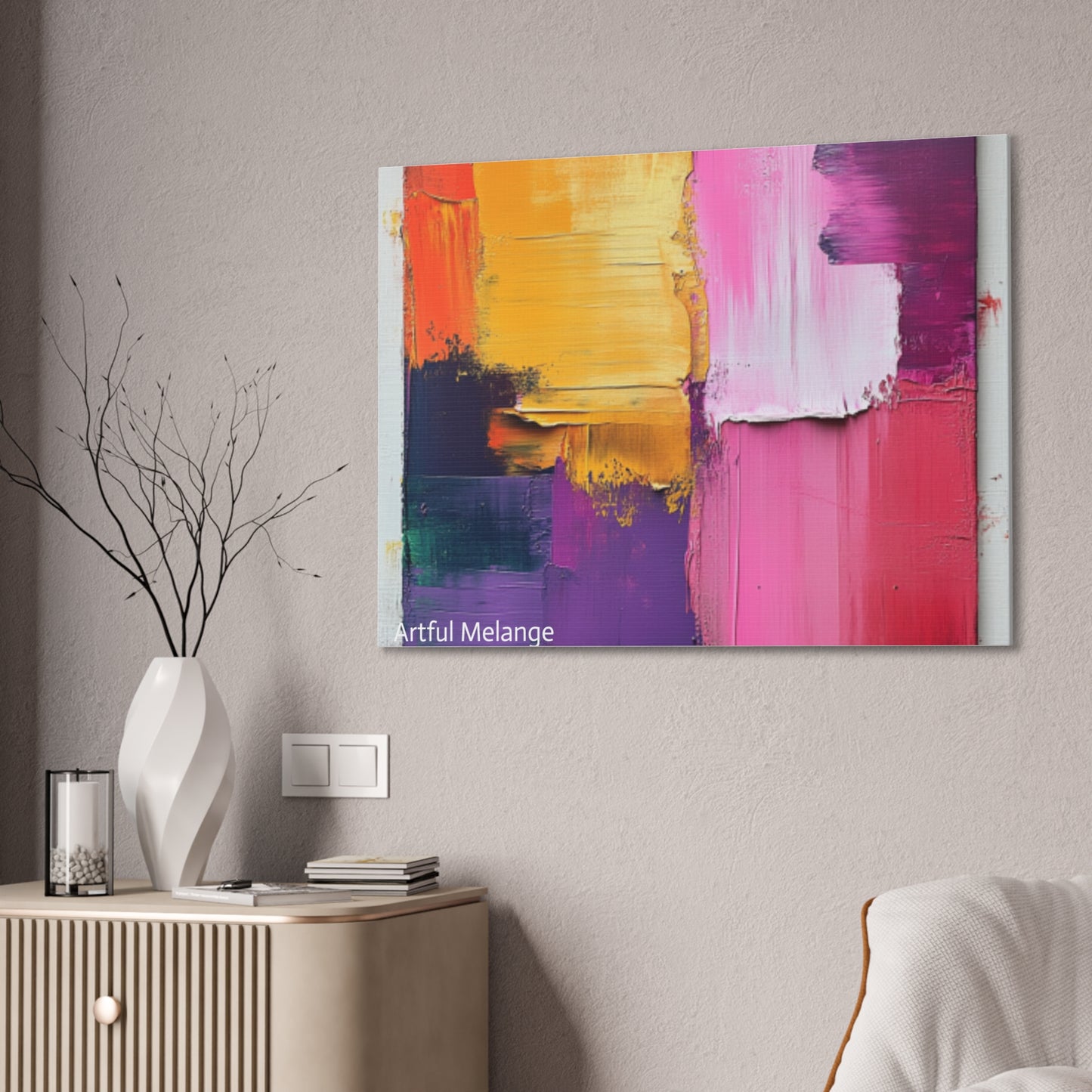 Acrylic Abstract Canvas Print - Homage to the Divine Nine/Gold Purple Pink and Green 5