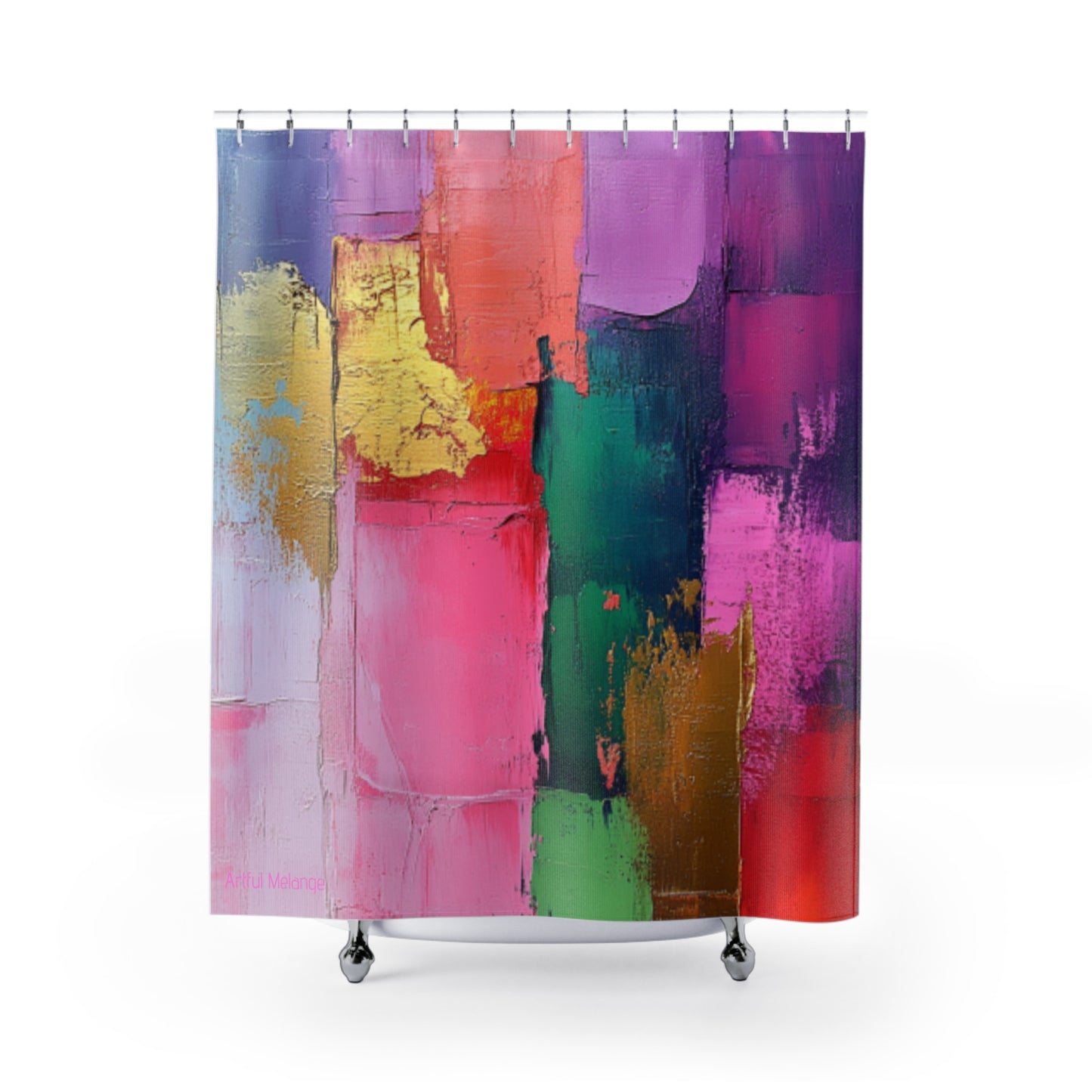 Canvas Cascade: Abstract Acrylic Art Shower Curtain Collection