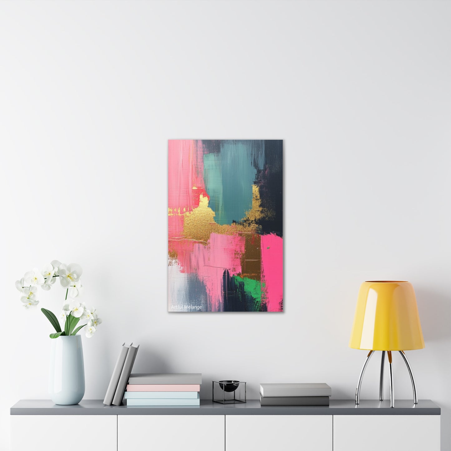 Acrylic Abstract Canvas Print - Homage to the Divine Nine/Pink Green Black and Gold 5