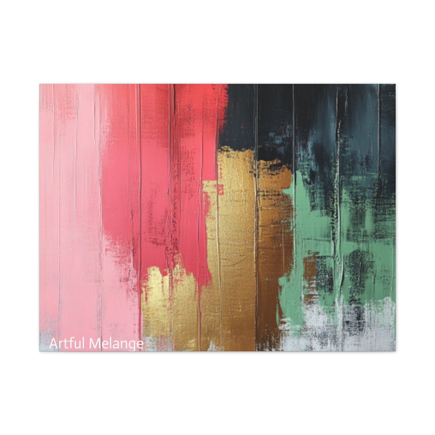 Acrylic Abstract Canvas Print - Homage to the Divine Nine/Pink Green Black and Gold 6