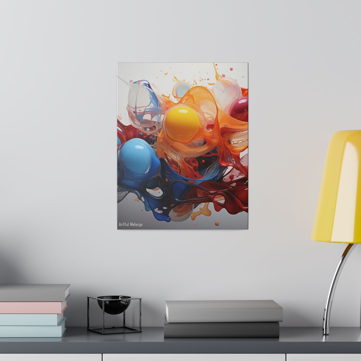 Colorful Balloon-Inspired Matt Canvas Print with Sweeping Acrylic Brush Strokes