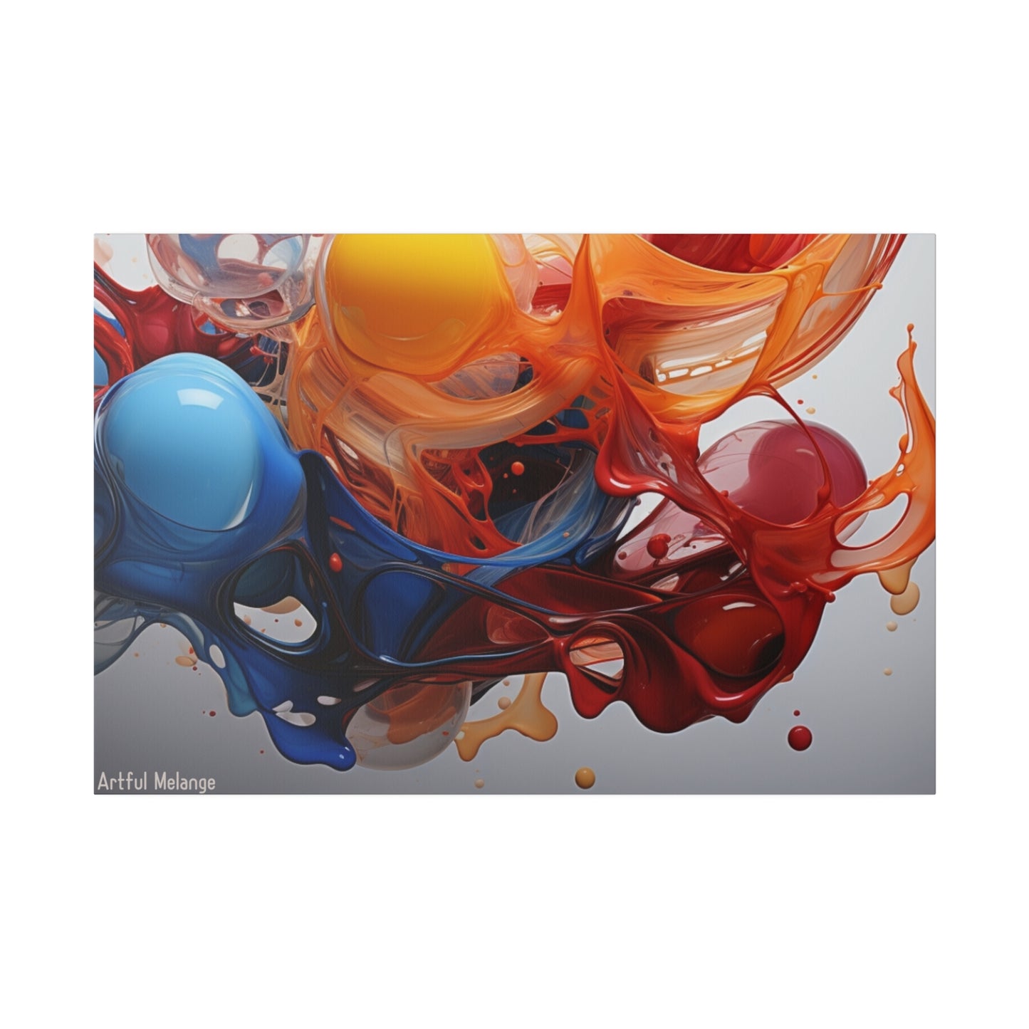 Colorful Balloon-Inspired Matt Canvas Print with Sweeping Acrylic Brush Strokes