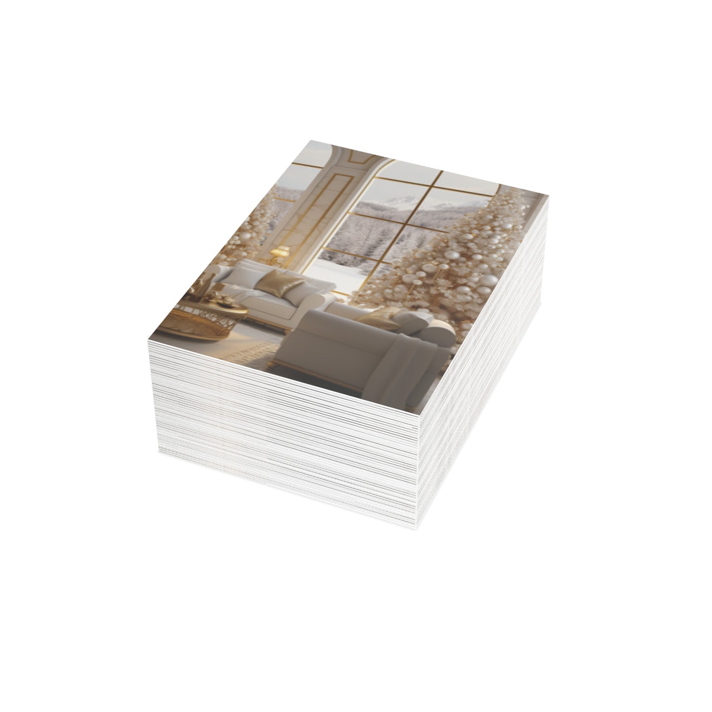 Elegance in Gold & White Christmas Notecards (1, 10, 30, and 50pcs)