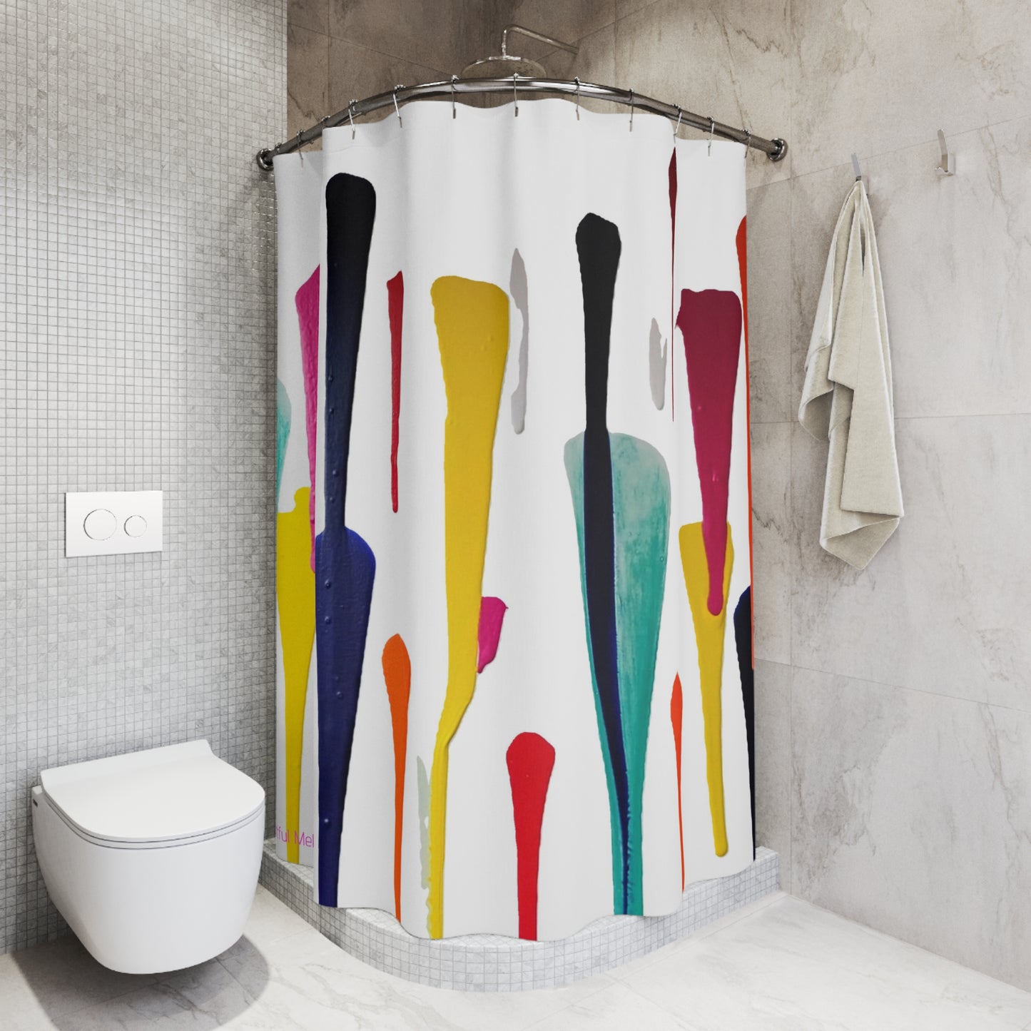 Canvas Cascade: Abstract Acrylic Art Shower Curtain Collection