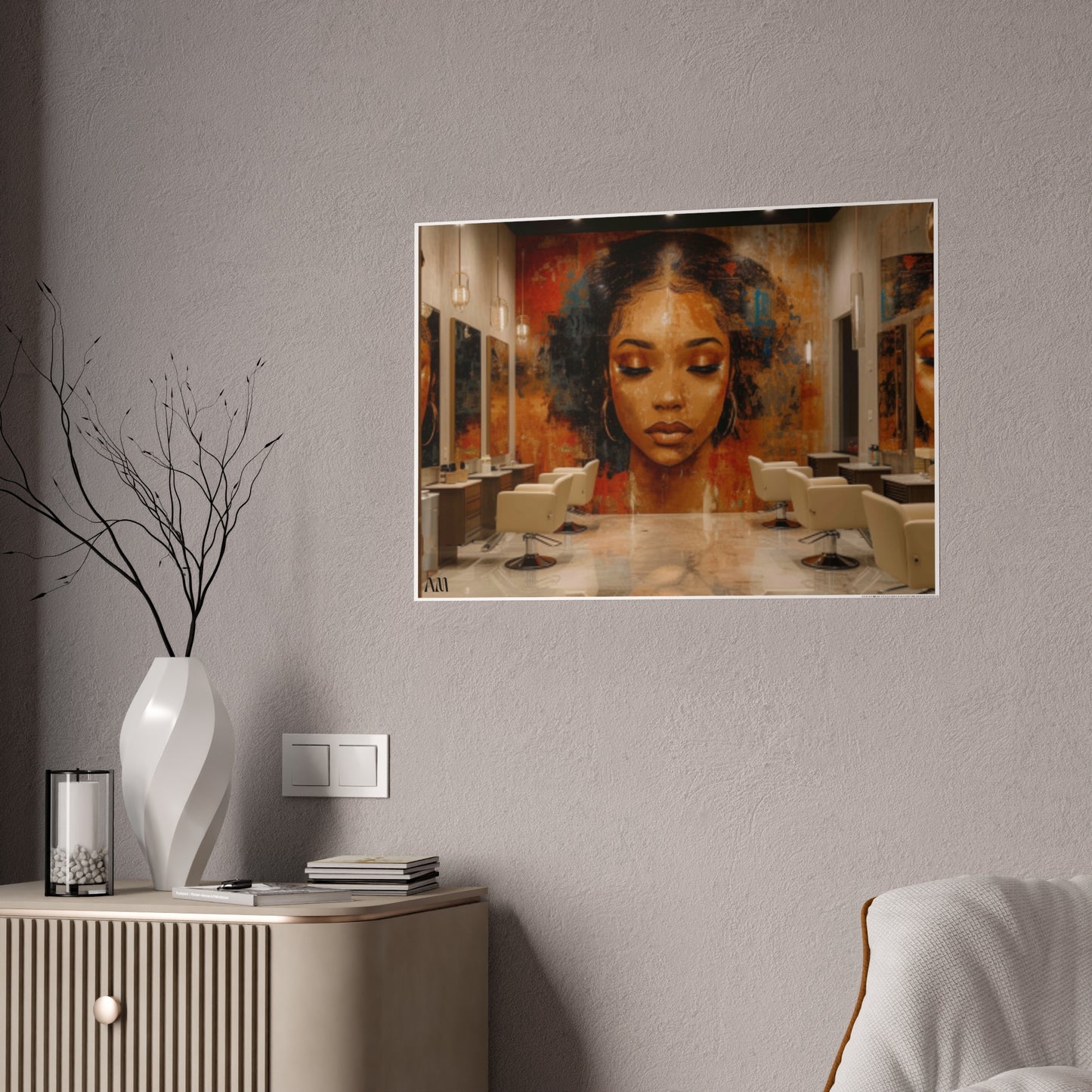 Black Hair Salon Interiors: Poster Prints Celebrating Style