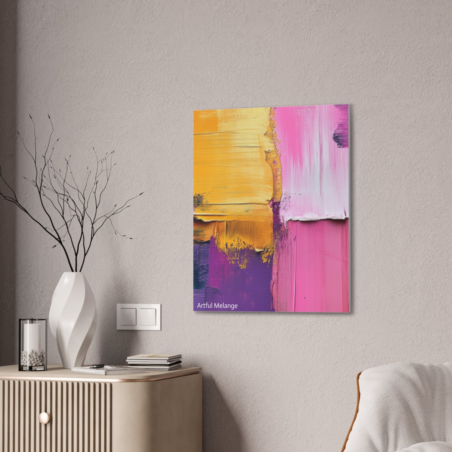 Acrylic Abstract Canvas Print - Homage to the Divine Nine/Gold Purple Pink and Green 5