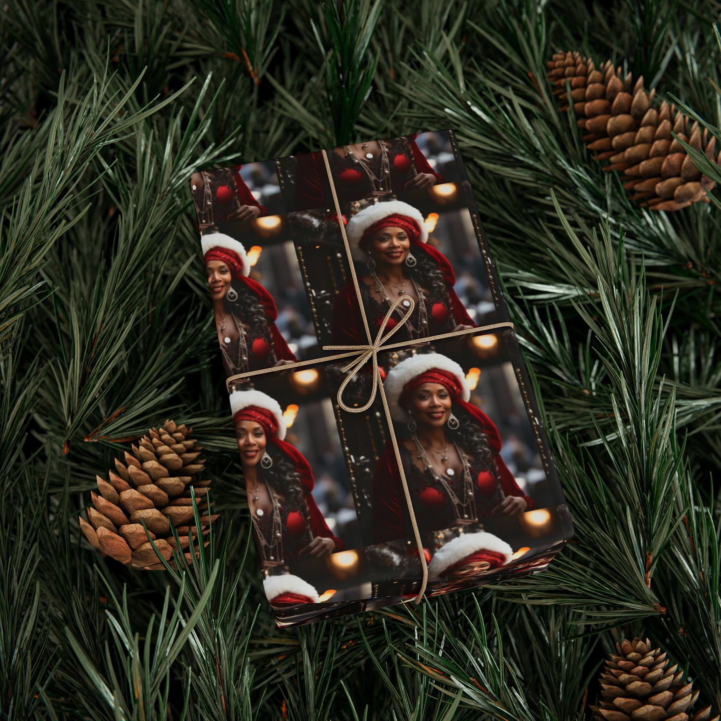 Afro-Centric Queen Claus Holiday Wrapping Paper - Dark & Rich Textured Design