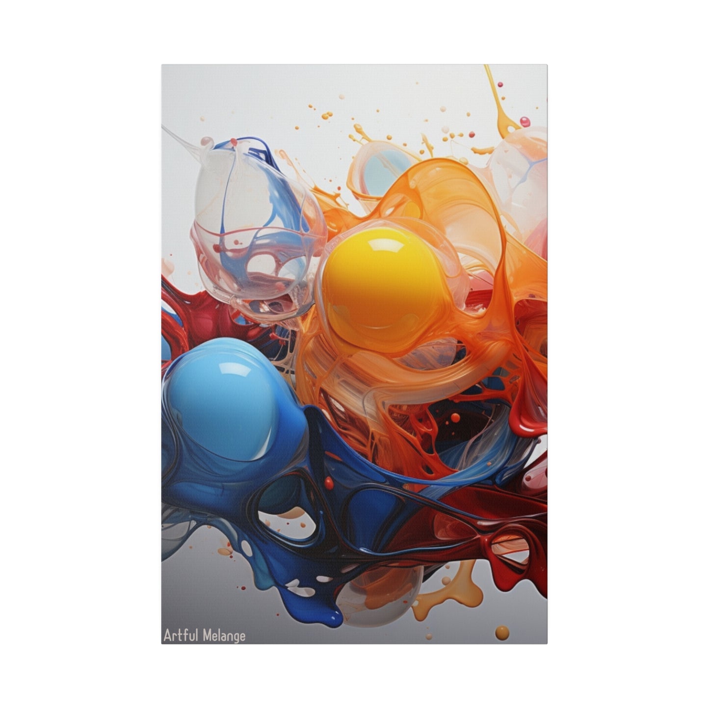 Colorful Balloon-Inspired Matt Canvas Print with Sweeping Acrylic Brush Strokes