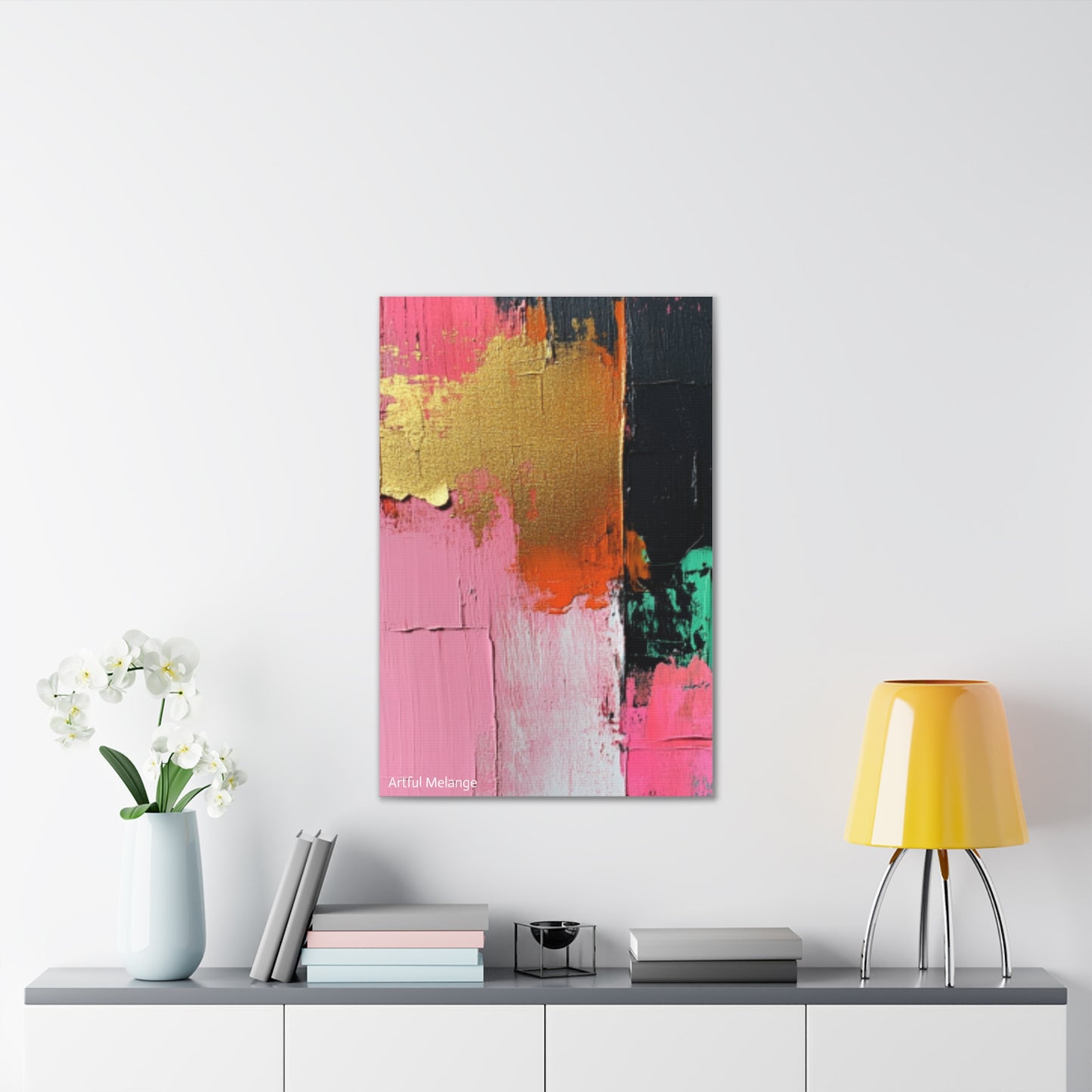 Acrylic Abstract Canvas Print - Homage to the Divine Nine/Pink Green Black and Gold 7