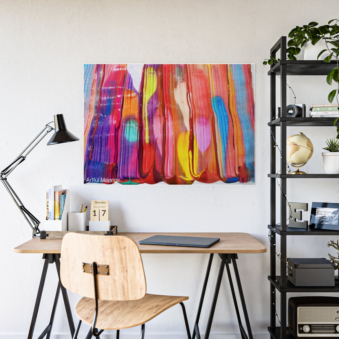 Gleaming Acrylic Abstract Poster: A Spectrum of Colorful Elegance