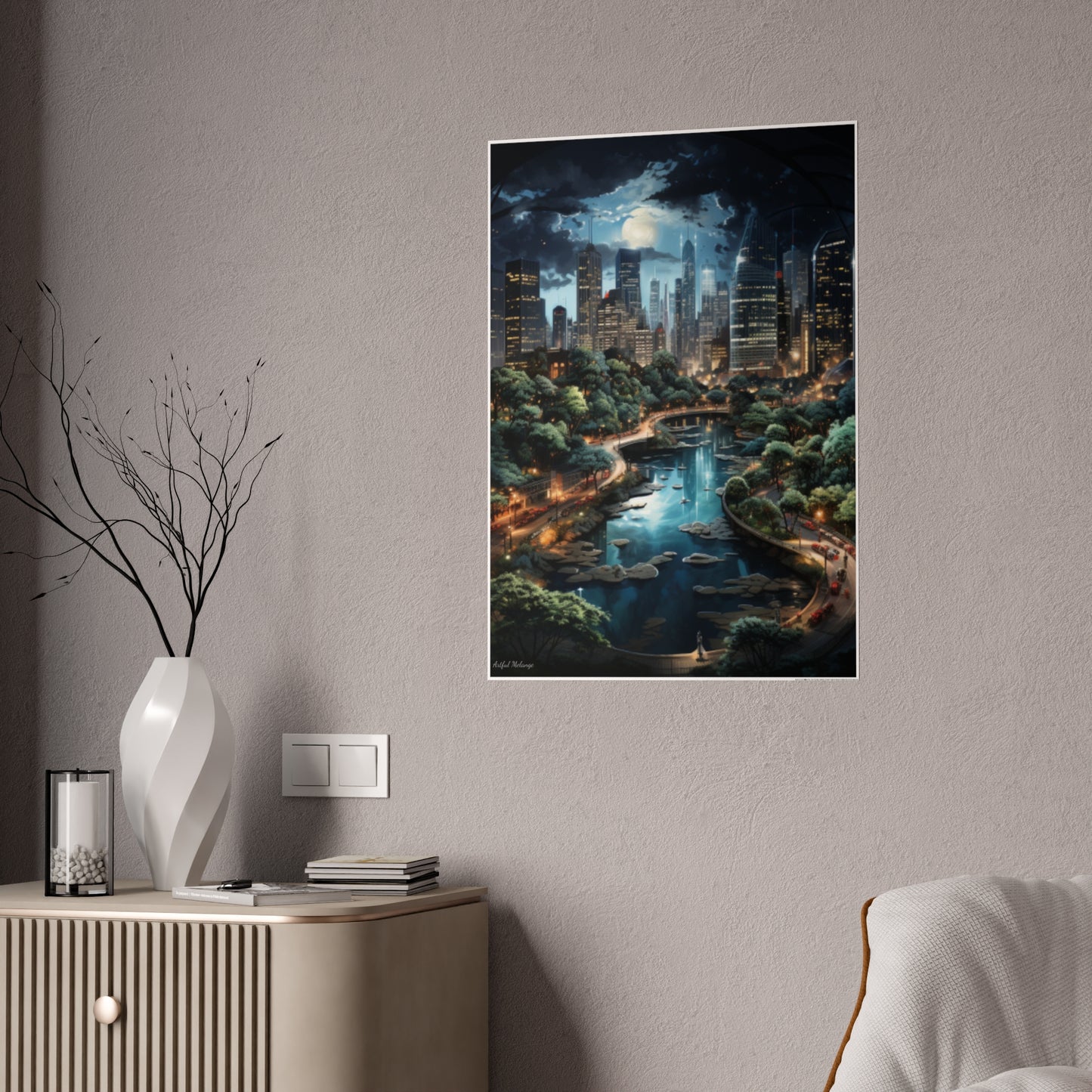 Skyline Vista: Hyper-Realistic 3D Cityscape Posters