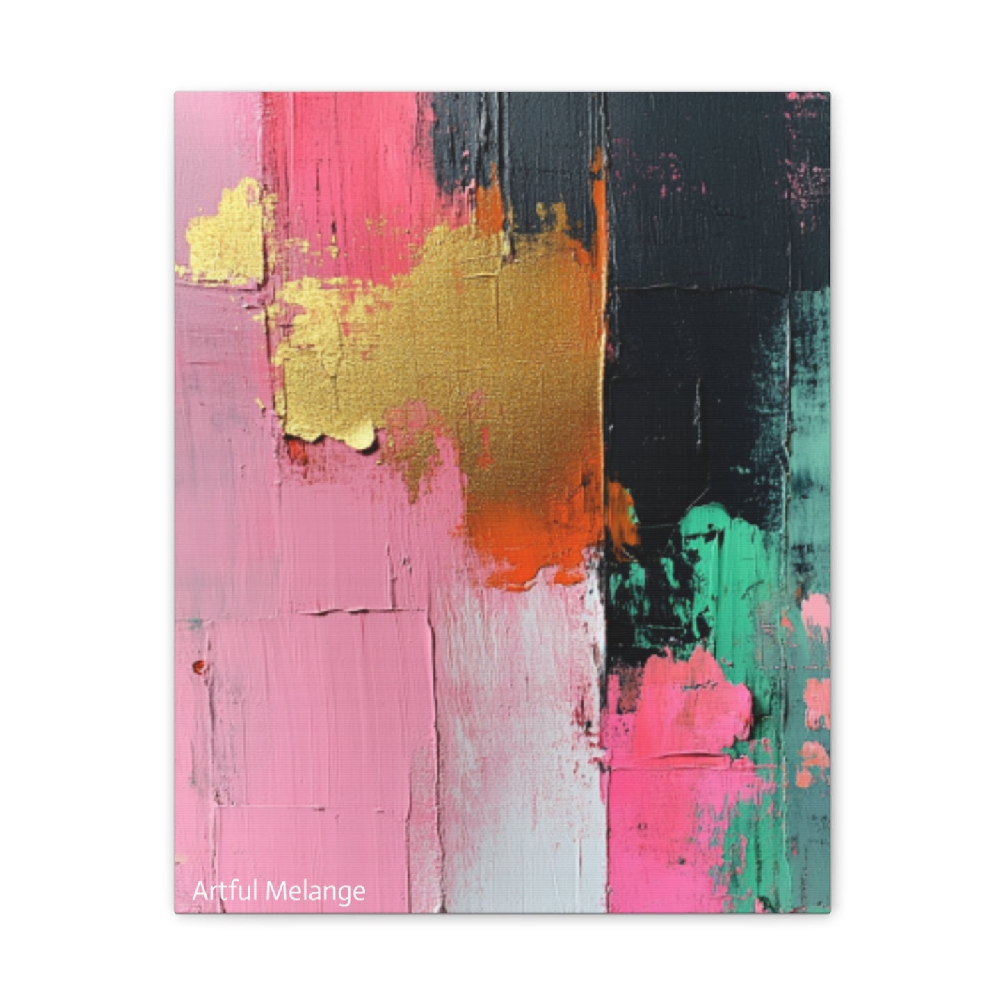 Acrylic Abstract Canvas Print - Homage to the Divine Nine/Pink Green Black and Gold 7