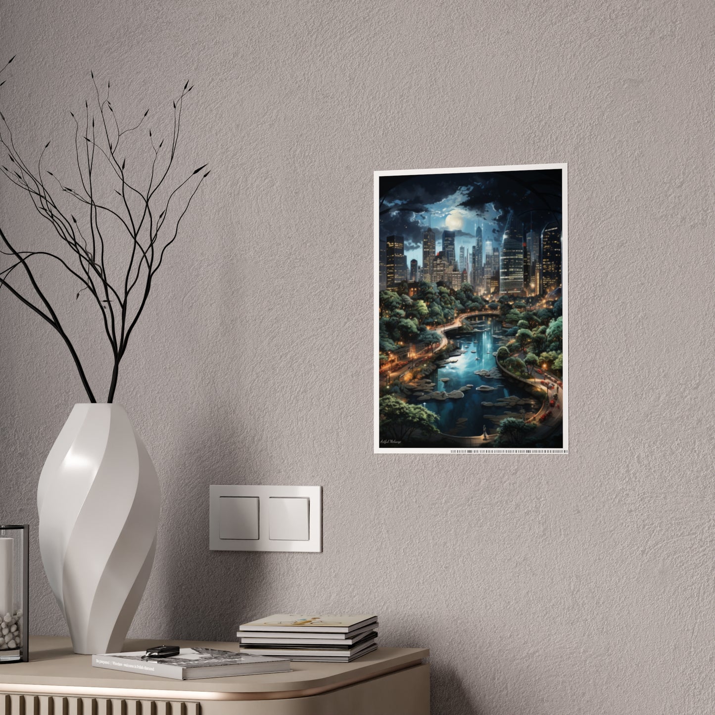 Skyline Vista: Hyper-Realistic 3D Cityscape Posters