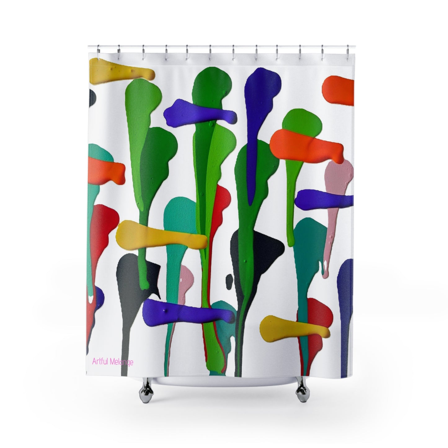 Canvas Cascade: Abstract Acrylic Art Shower Curtain Collection