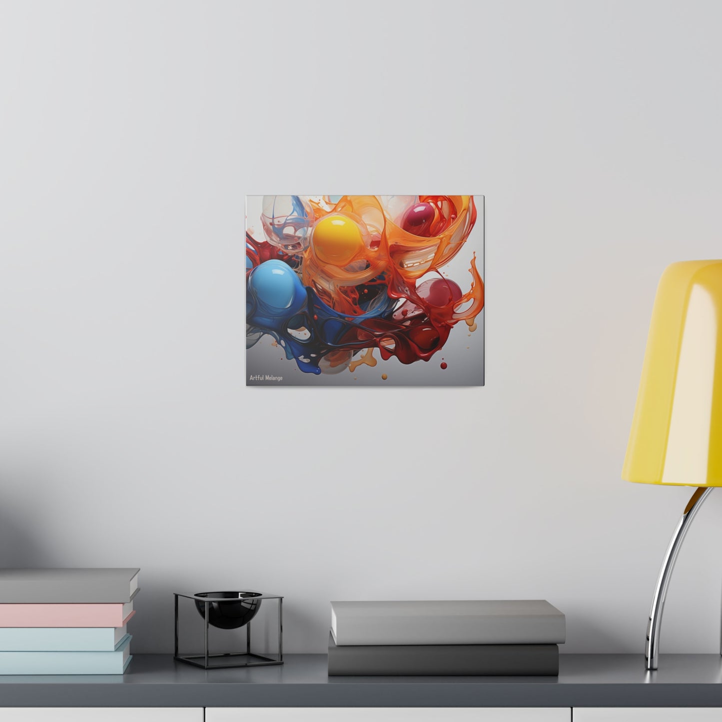 Colorful Balloon-Inspired Matt Canvas Print with Sweeping Acrylic Brush Strokes