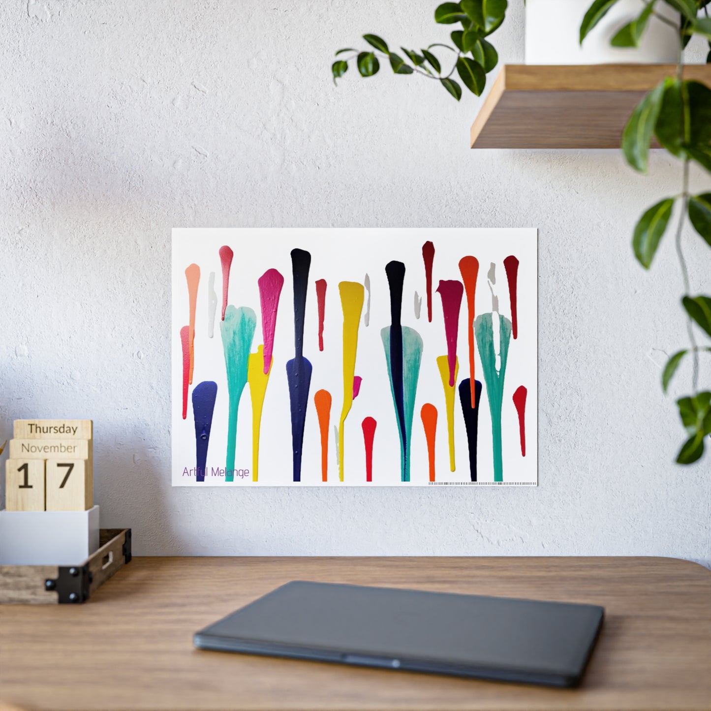 Gleaming Acrylic Abstract Poster: A Spectrum of Colorful Elegance