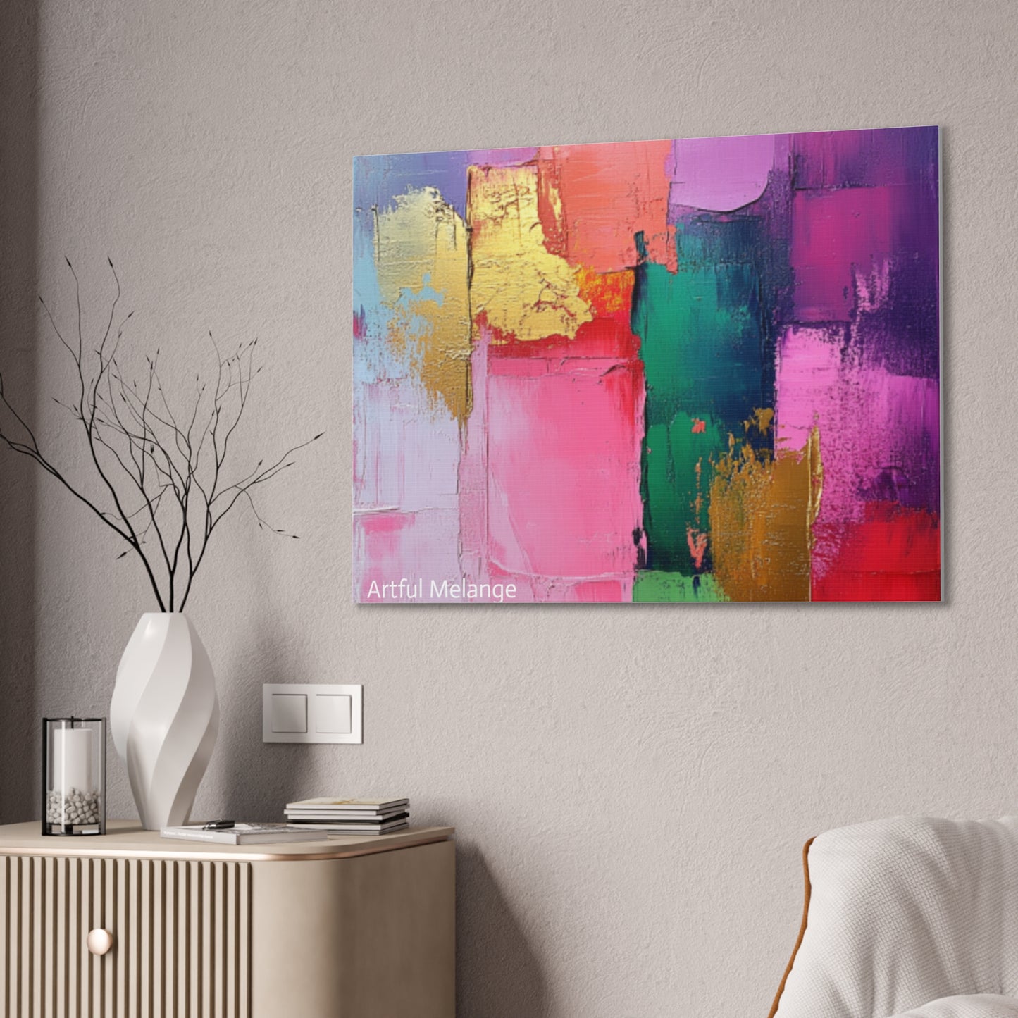 Acrylic Abstract Canvas Print - Homage to the Divine Nine/Pink Green Purple and Gold 1