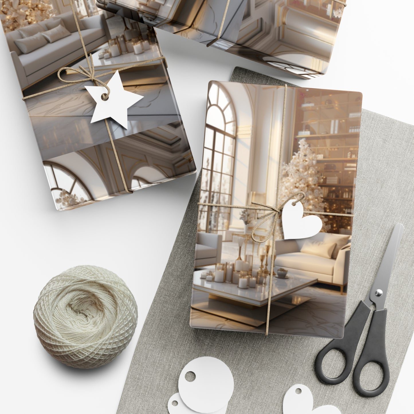 Elegant Gold and White Holiday Wrapping Paper Collection – Elevate Your Gifts with Sophisticated Style