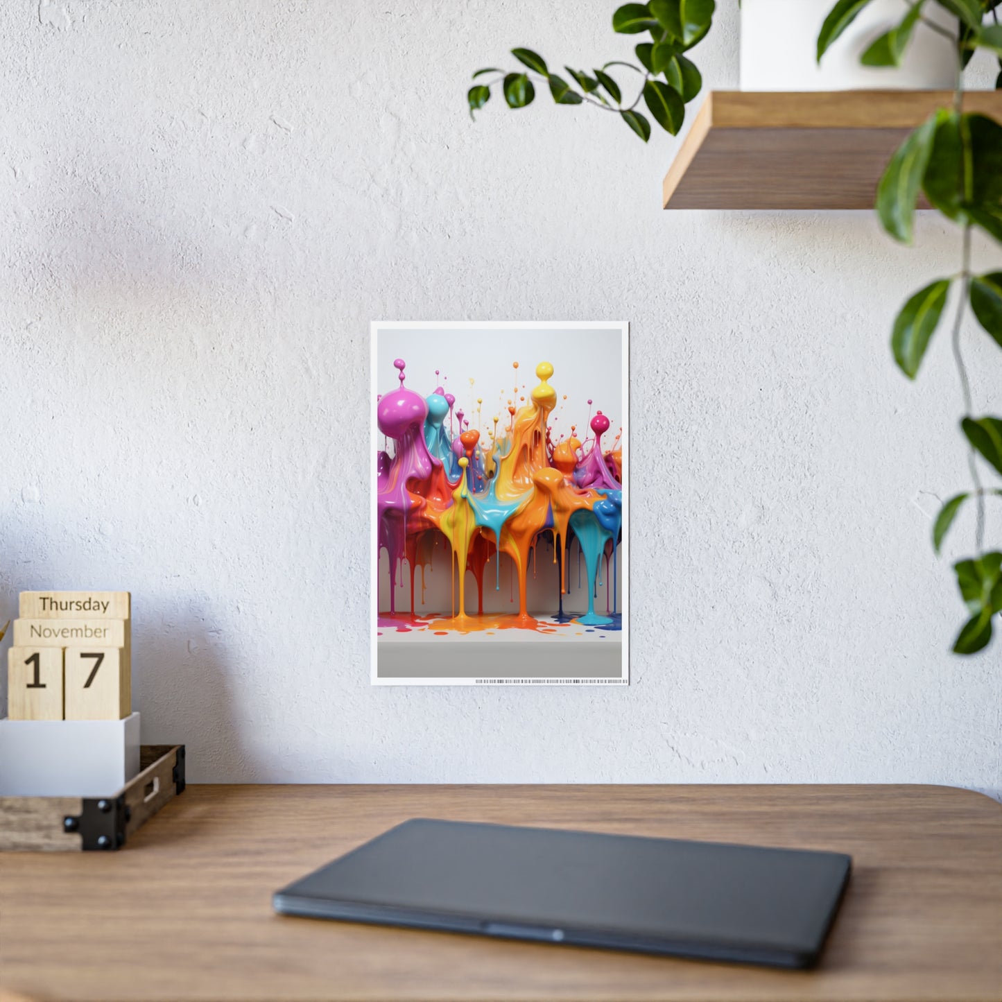 Gleaming Acrylic Abstract Poster: A Spectrum of Colorful Elegance