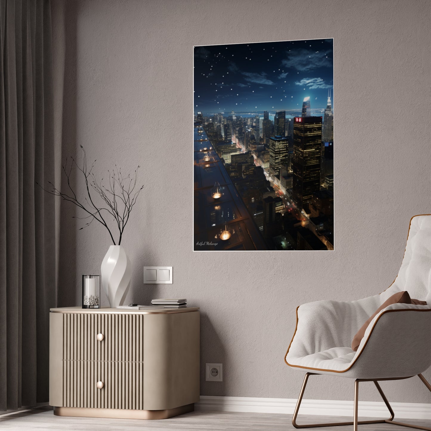 Skyline Vista: Hyper-Realistic 3D Cityscape Posters