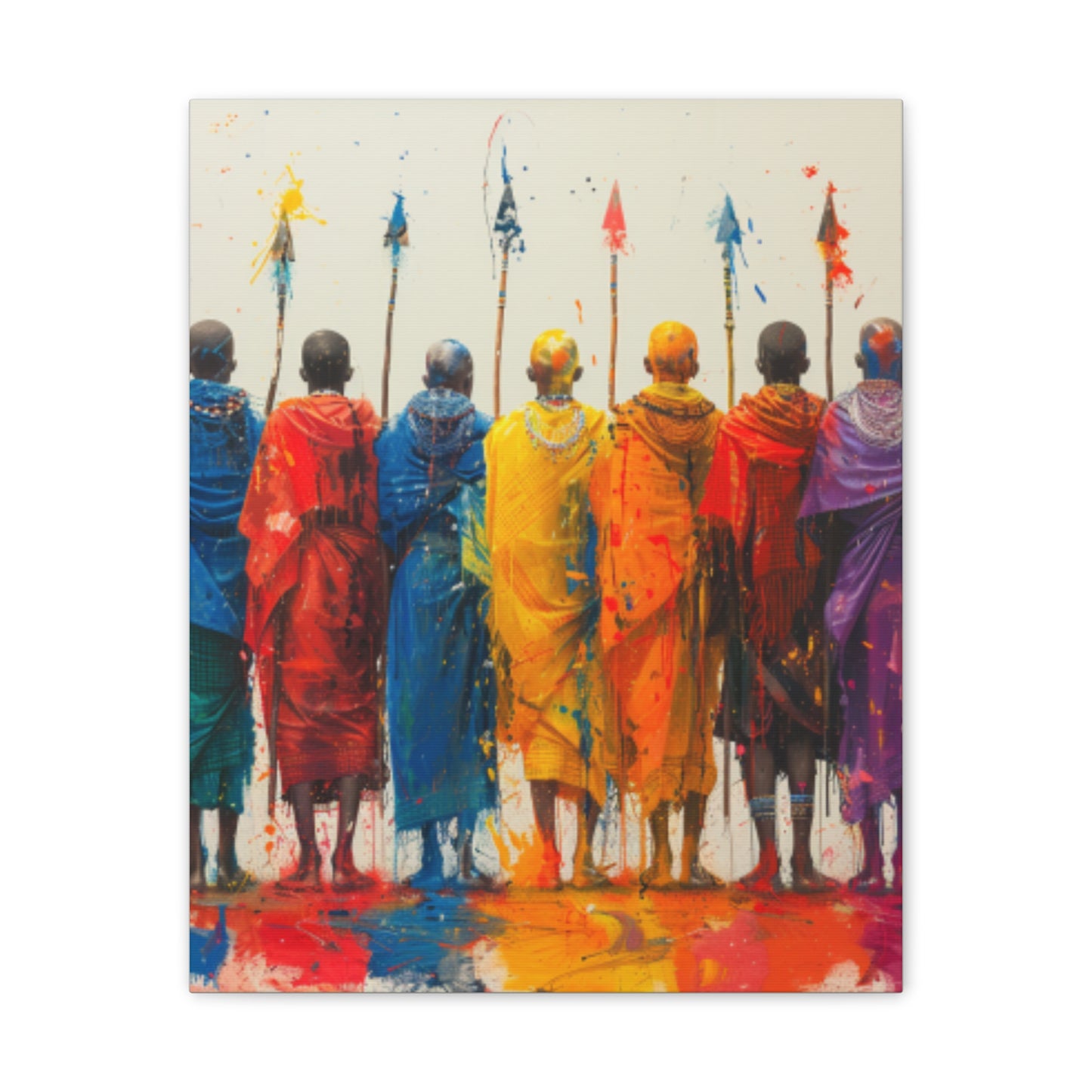 Masai Warriors Abstract Canvas Print