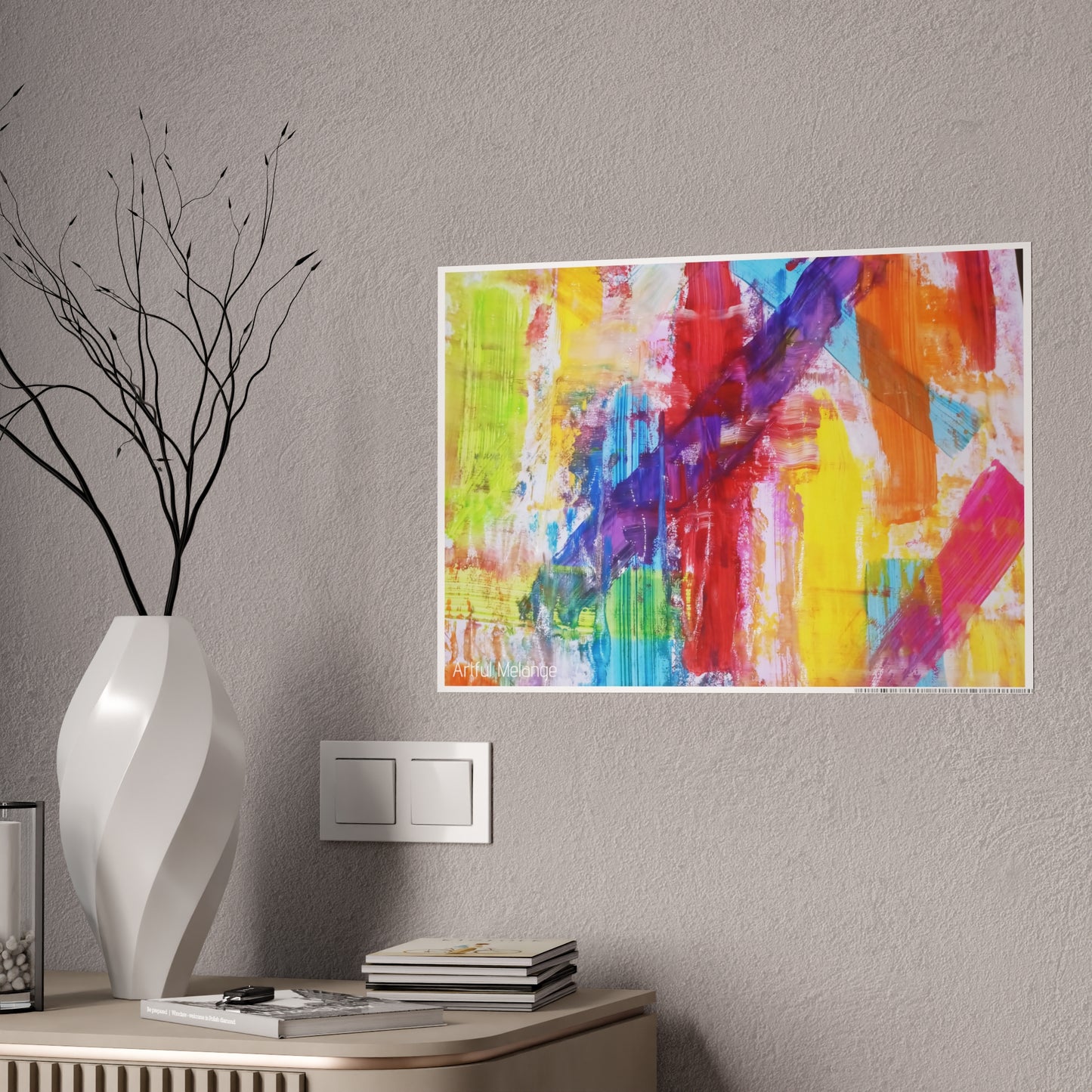 Gleaming Acrylic Abstract Poster: A Spectrum of Colorful Elegance