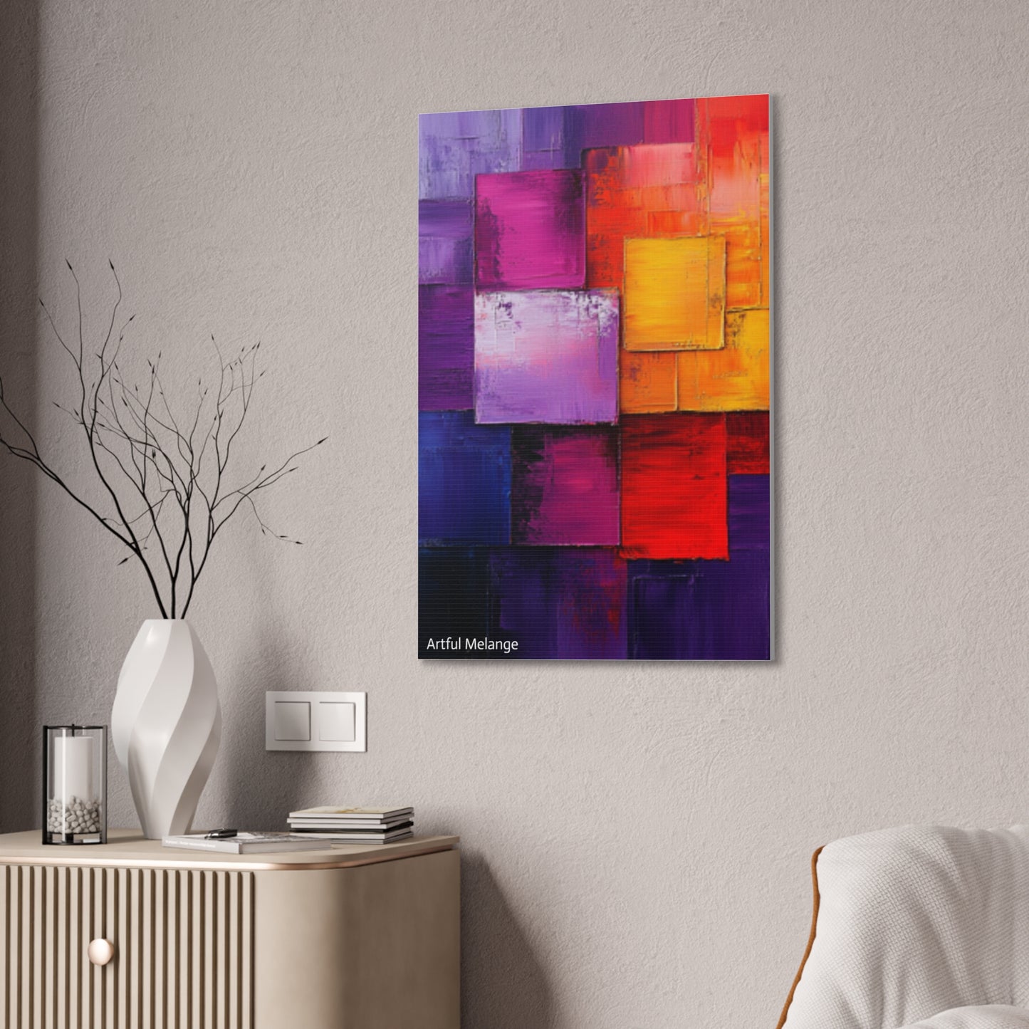 Acrylic Abstract Canvas Print - Homage to the Divine Nine/Red White Purple and Gold 8