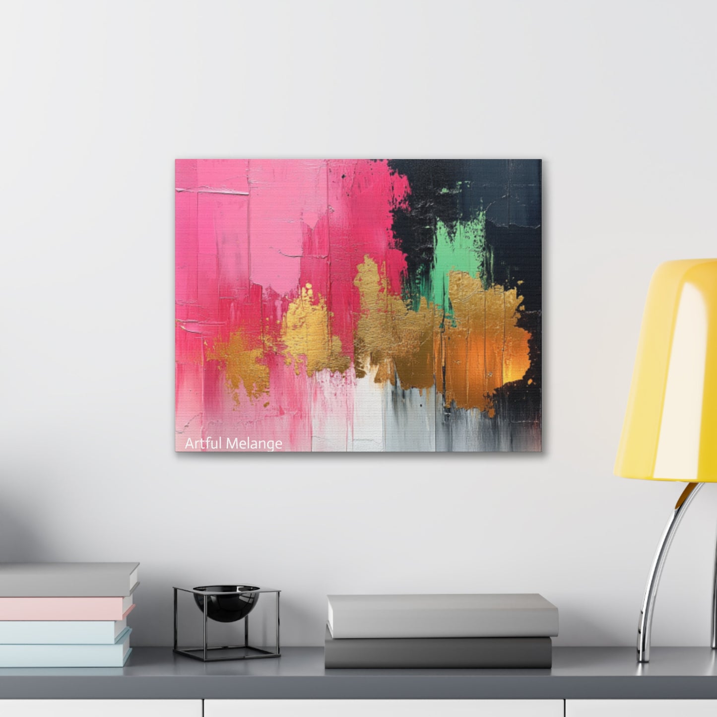 Acrylic Abstract Canvas Print - Homage To The Divine Nine/Pink Green Black and Gold 8