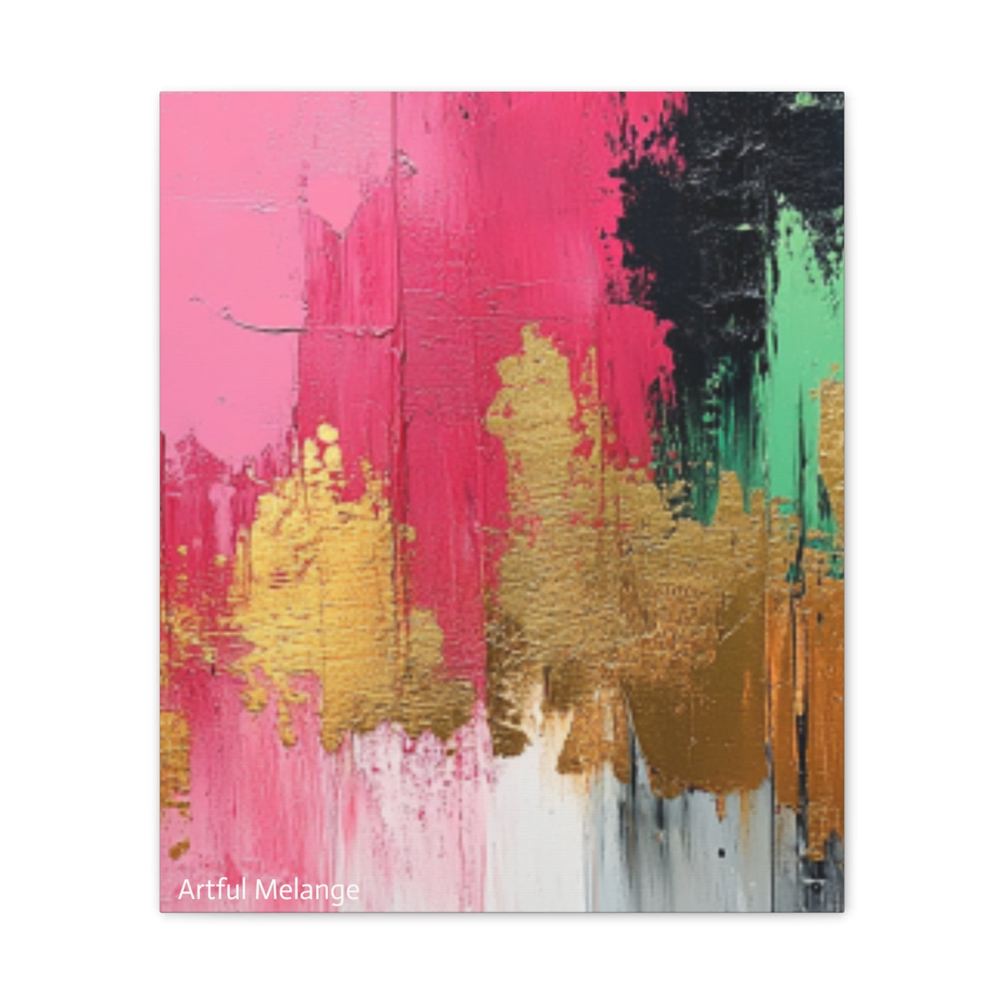 Acrylic Abstract Canvas Print - Homage To The Divine Nine/Pink Green Black and Gold 8