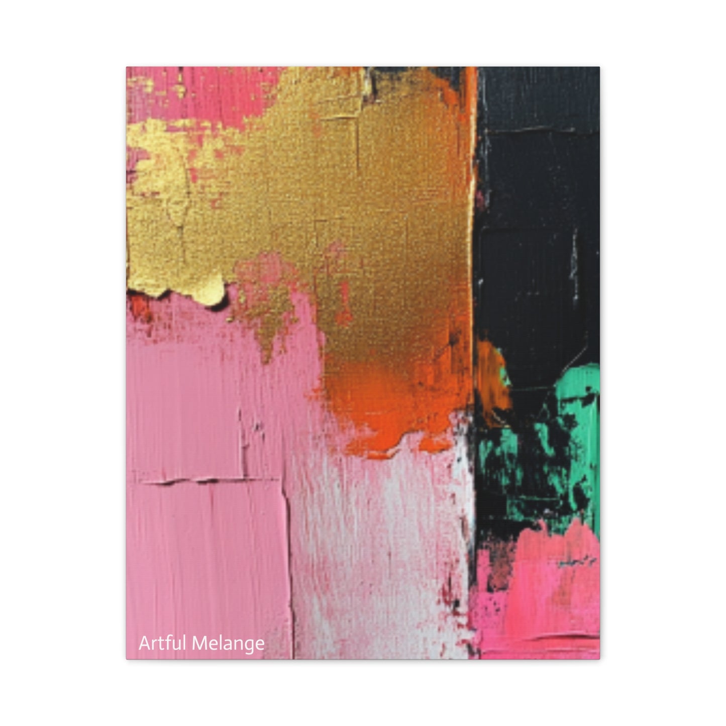 Acrylic Abstract Canvas Print - Homage to the Divine Nine/Pink Green Black and Gold 7