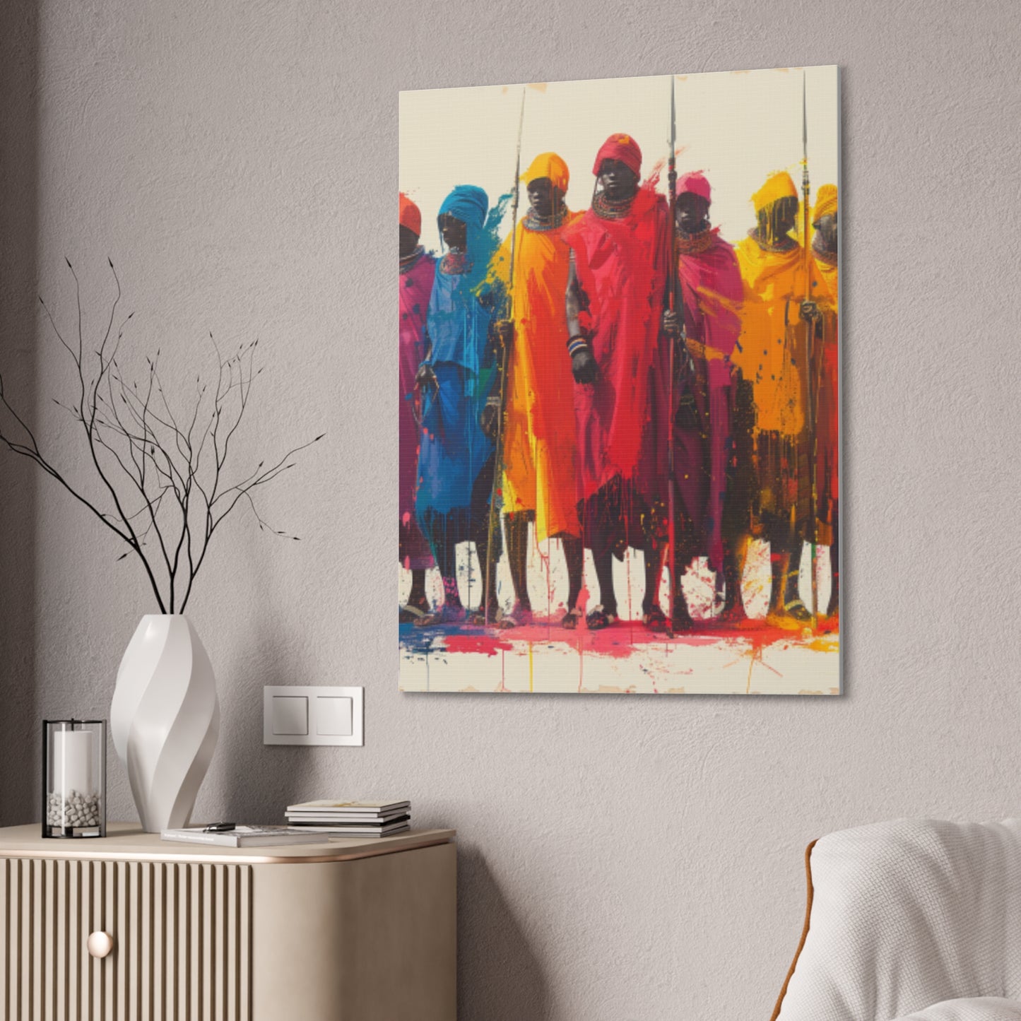 Masai Warriors Abstract Canvas Print