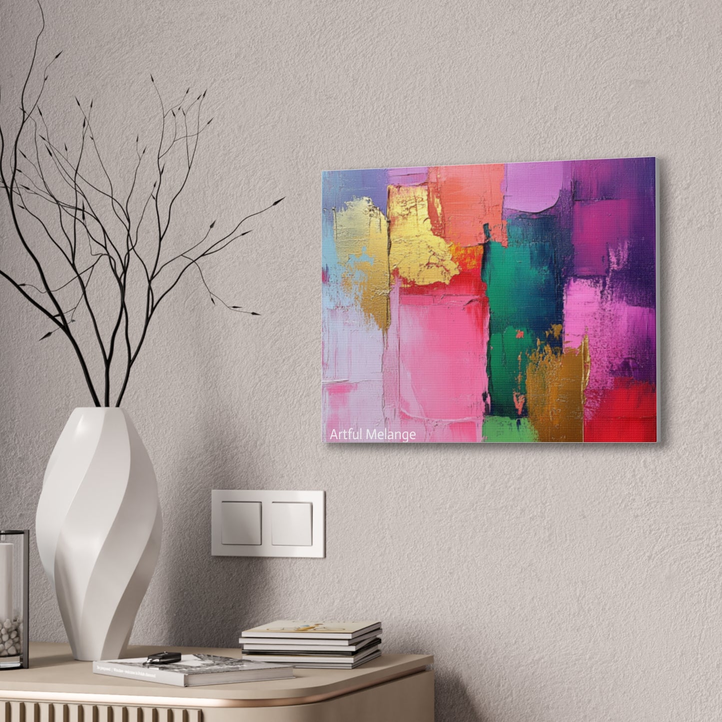 Acrylic Abstract Canvas Print - Homage to the Divine Nine/Pink Green Purple and Gold 1