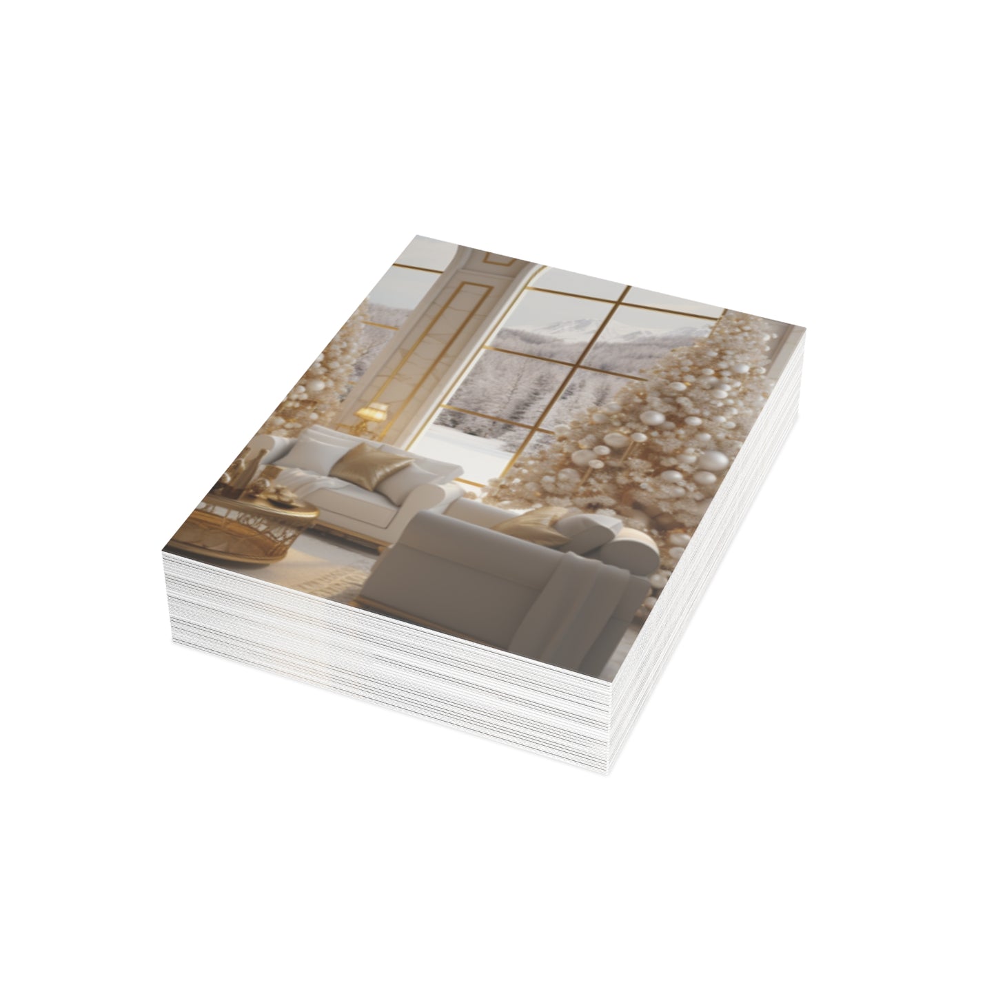 Elegance in Gold & White Christmas Notecards (1, 10, 30, and 50pcs)