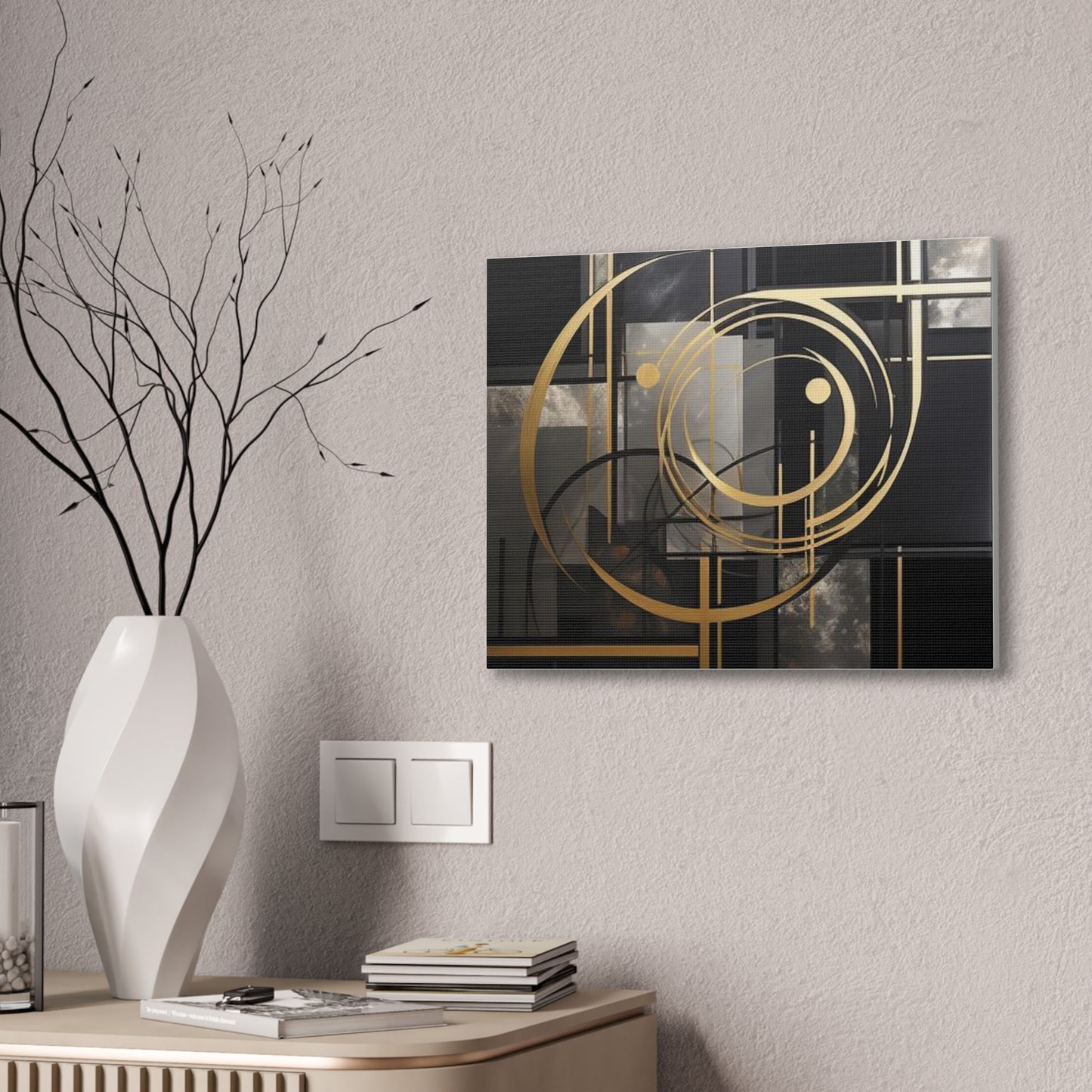 Gold and Black Elegance: A Symphony of Sophistication Canvas Print