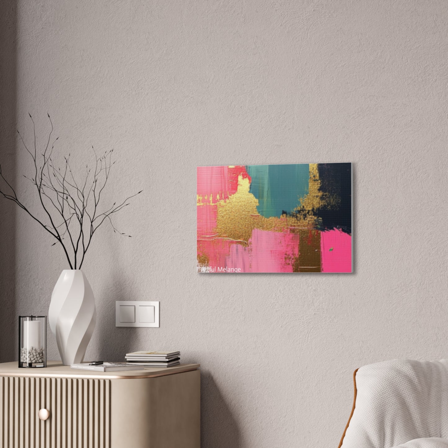 Acrylic Abstract Canvas Print - Homage to the Divine Nine/Pink Green Black and Gold 5