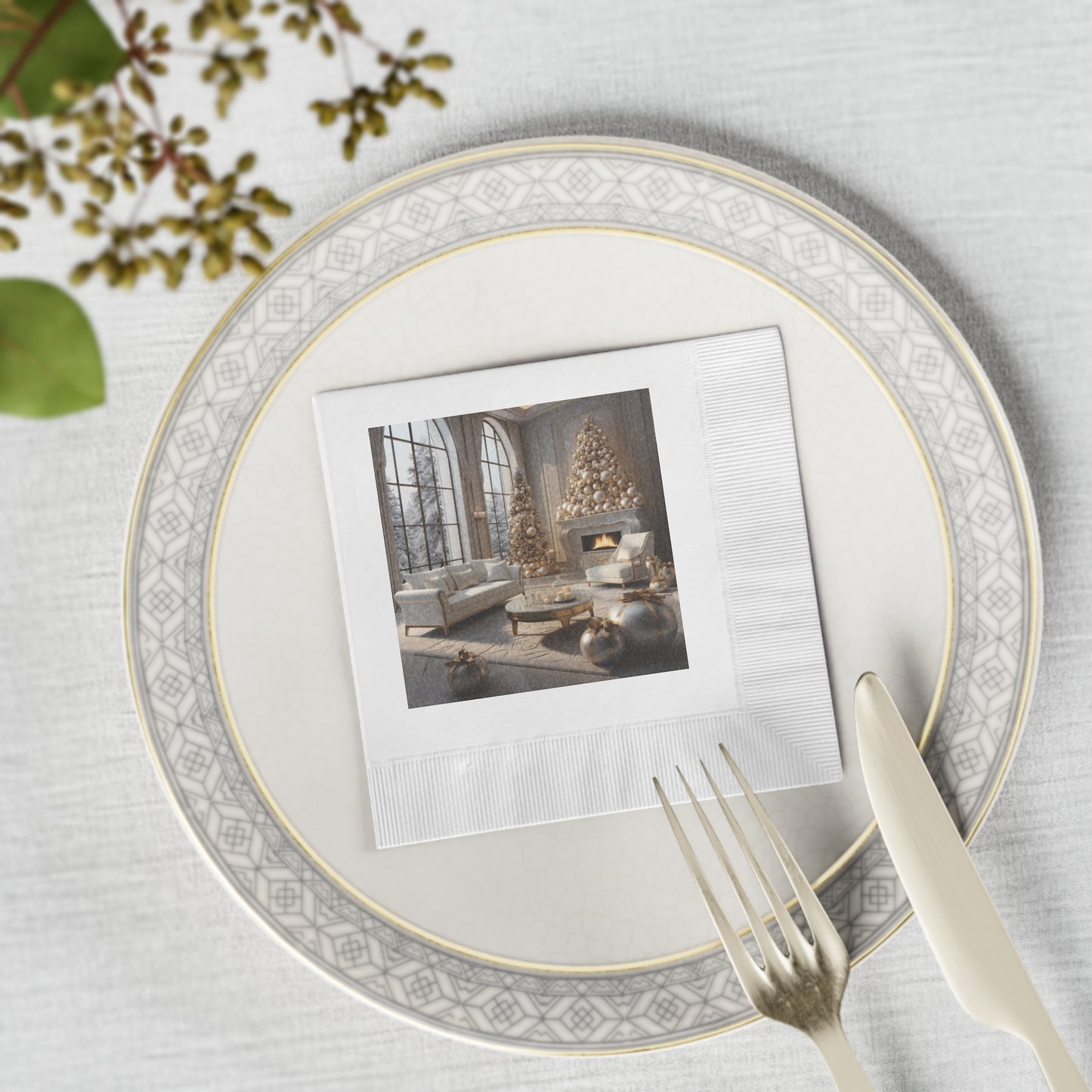 Elegance in Gold and White Holiday Napkin Set