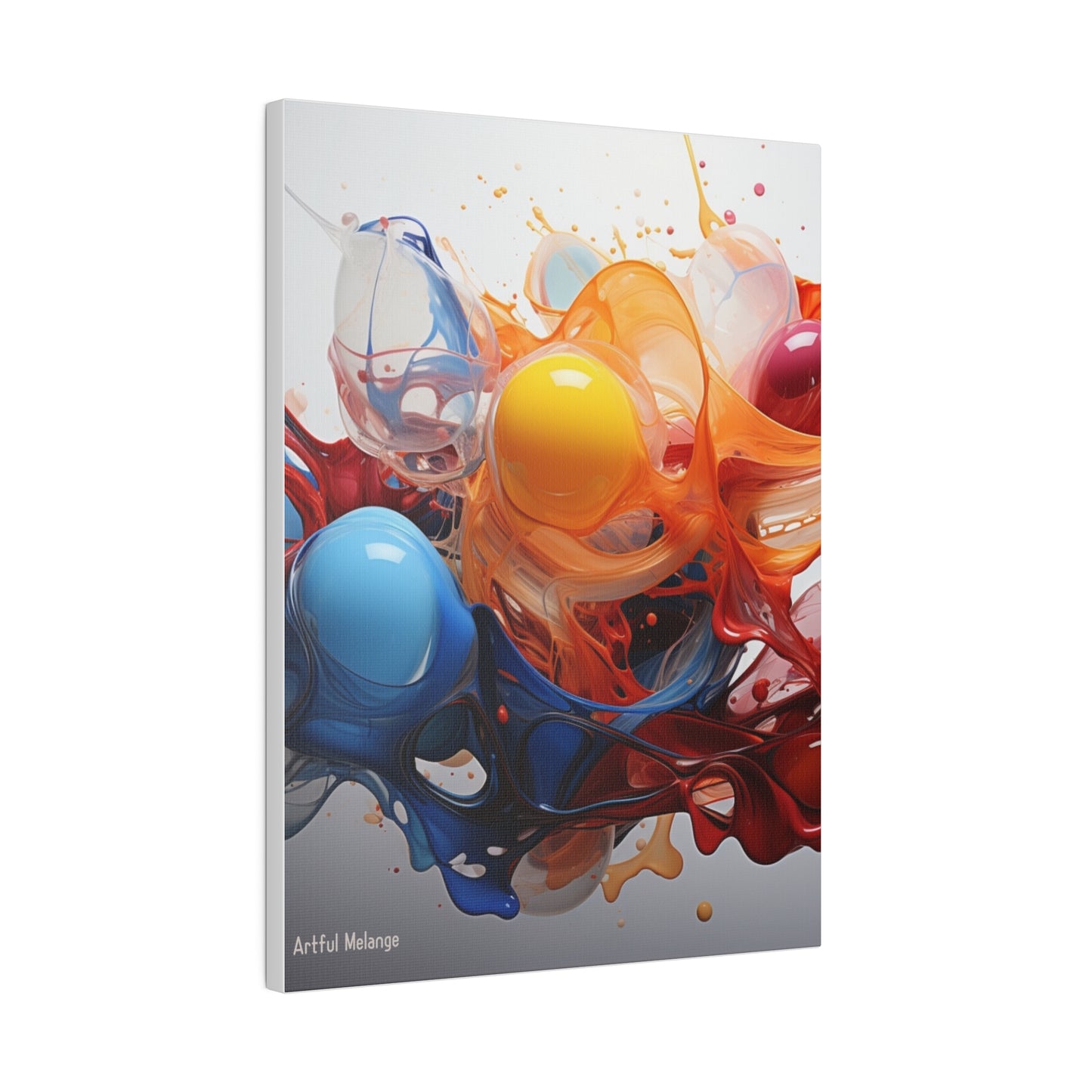 Colorful Balloon-Inspired Matt Canvas Print with Sweeping Acrylic Brush Strokes