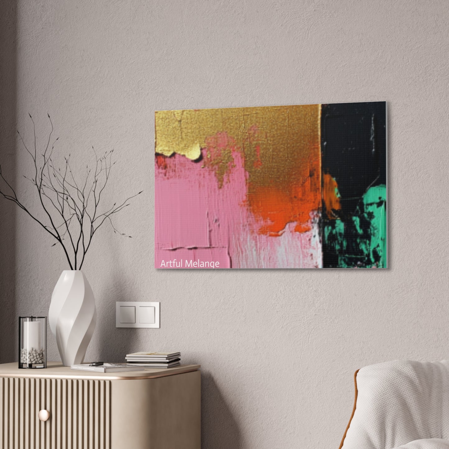 Acrylic Abstract Canvas Print - Homage to the Divine Nine/Pink Green Black and Gold 7