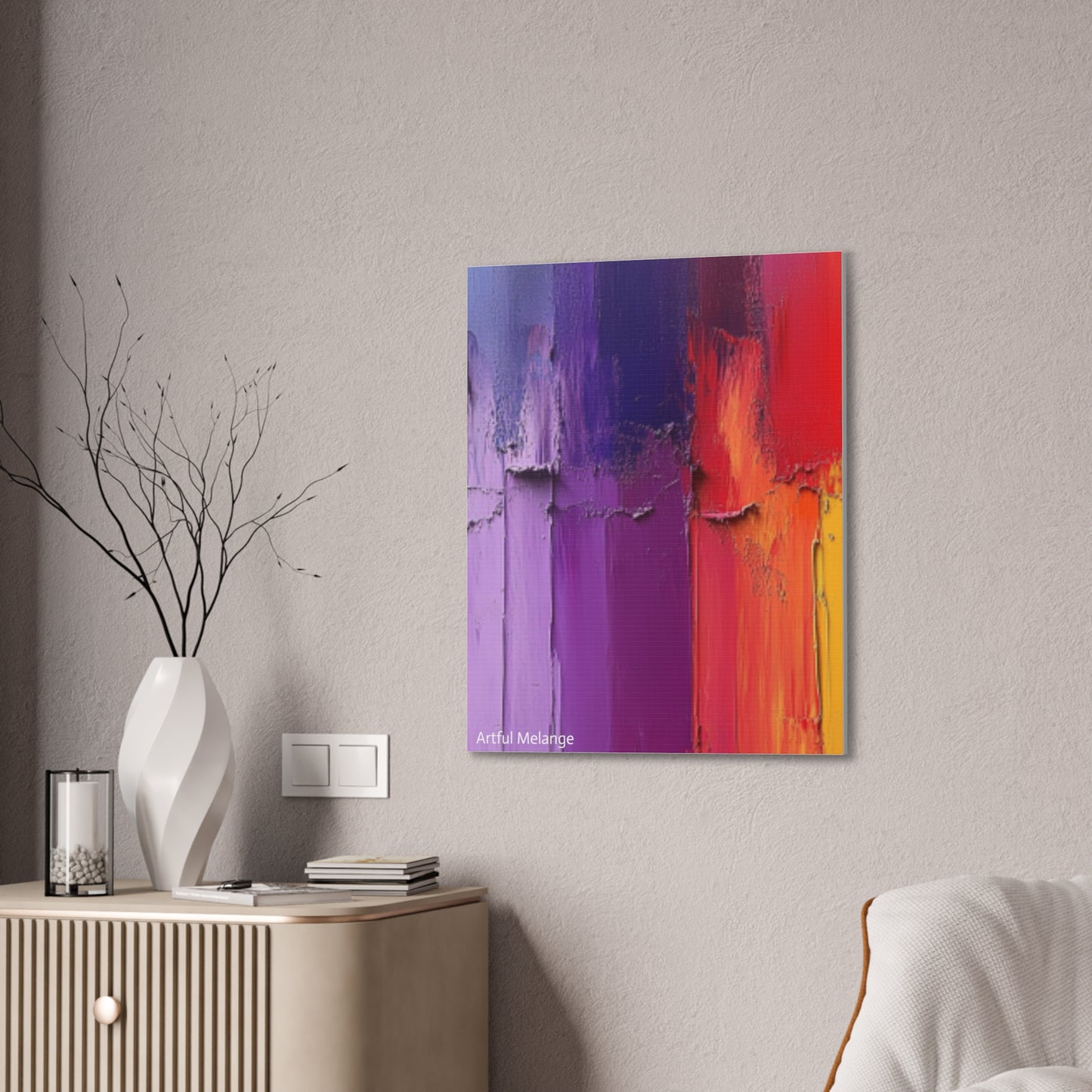 Acrylic Abstract Canvas Print - Homage to the Divine Nine/Red White Purple and Gold 4