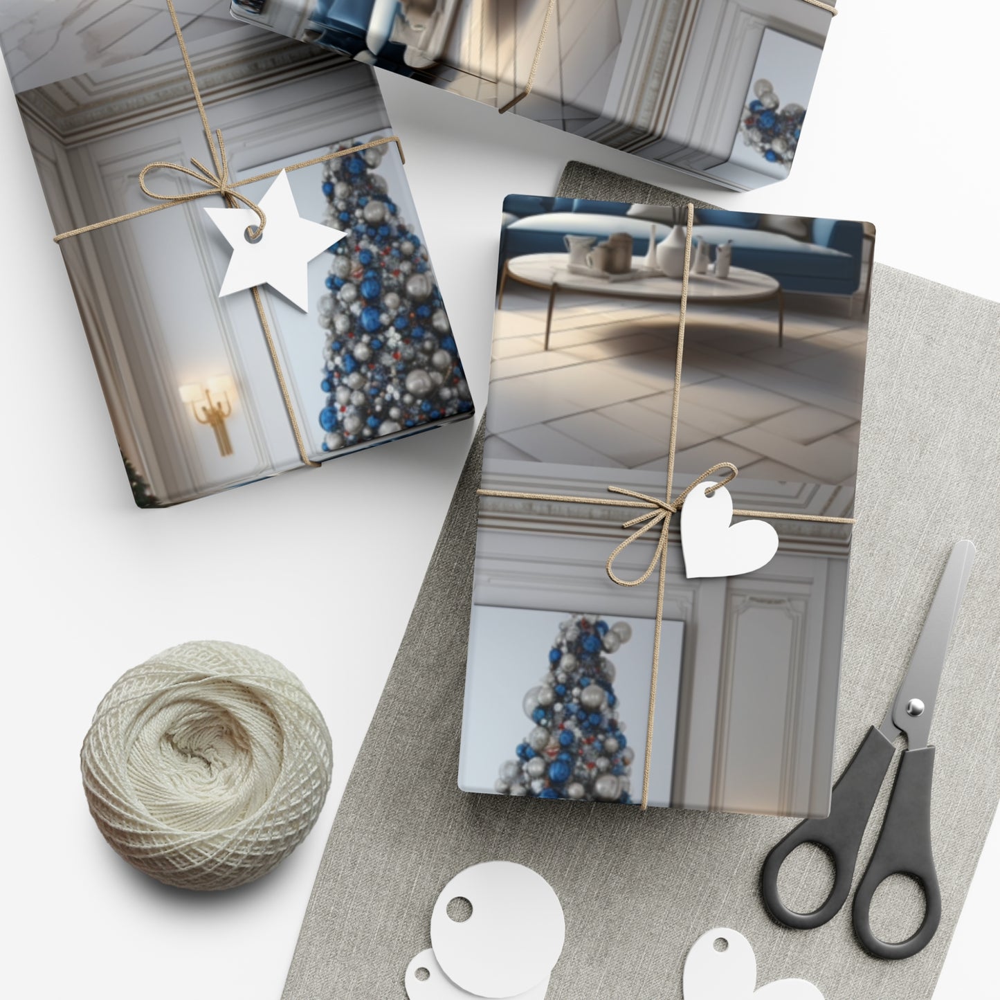 Elegant Blue Holiday Wrapping Paper Collection – Elevate Your Gifts with Sophisticated Style