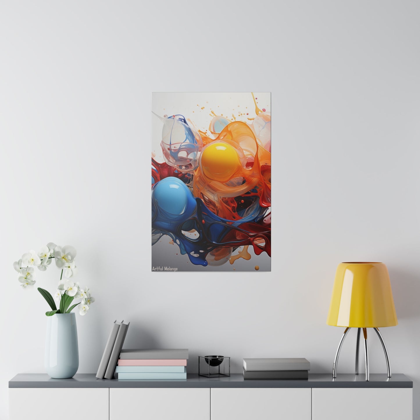 Colorful Balloon-Inspired Matt Canvas Print with Sweeping Acrylic Brush Strokes