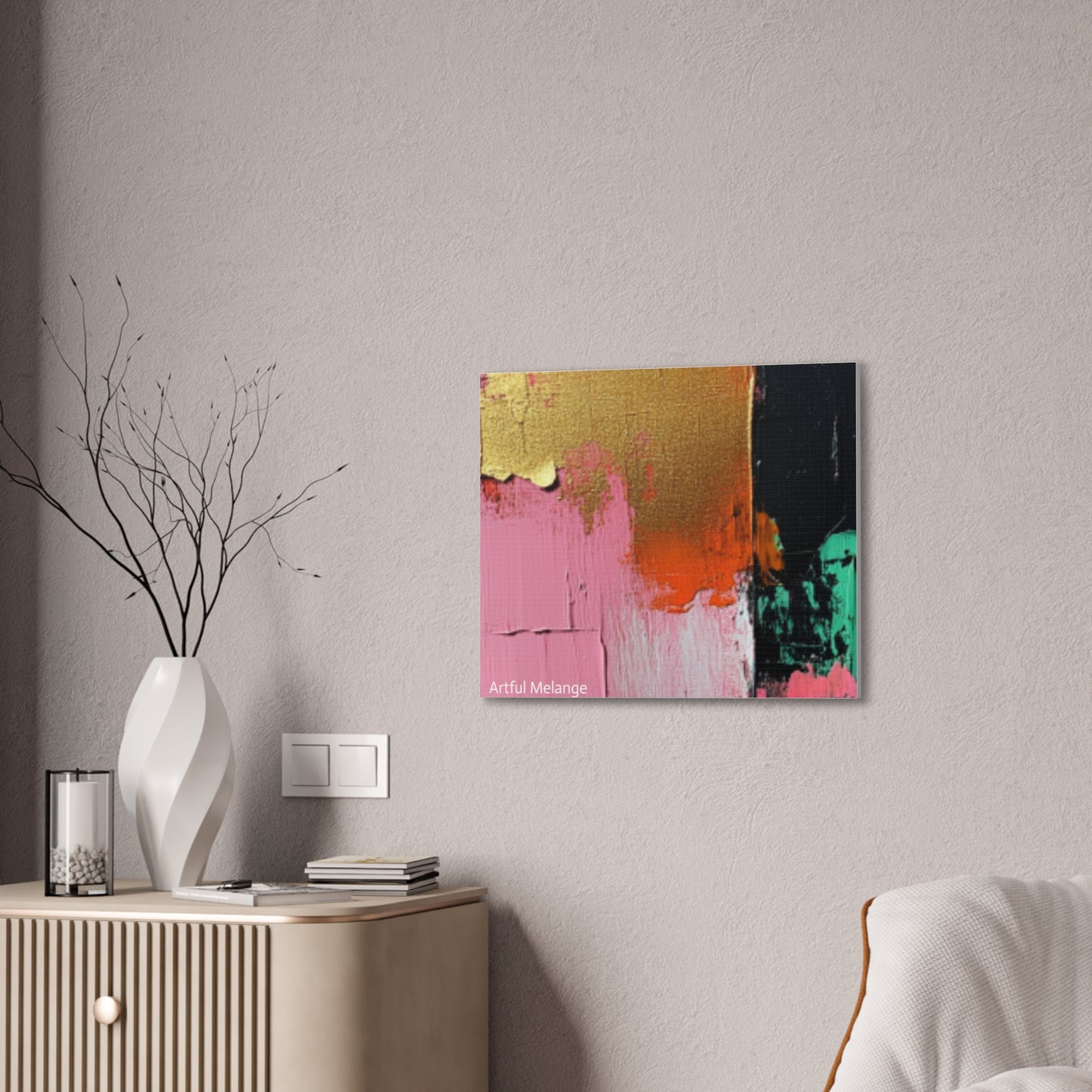 Acrylic Abstract Canvas Print - Homage to the Divine Nine/Pink Green Black and Gold 7