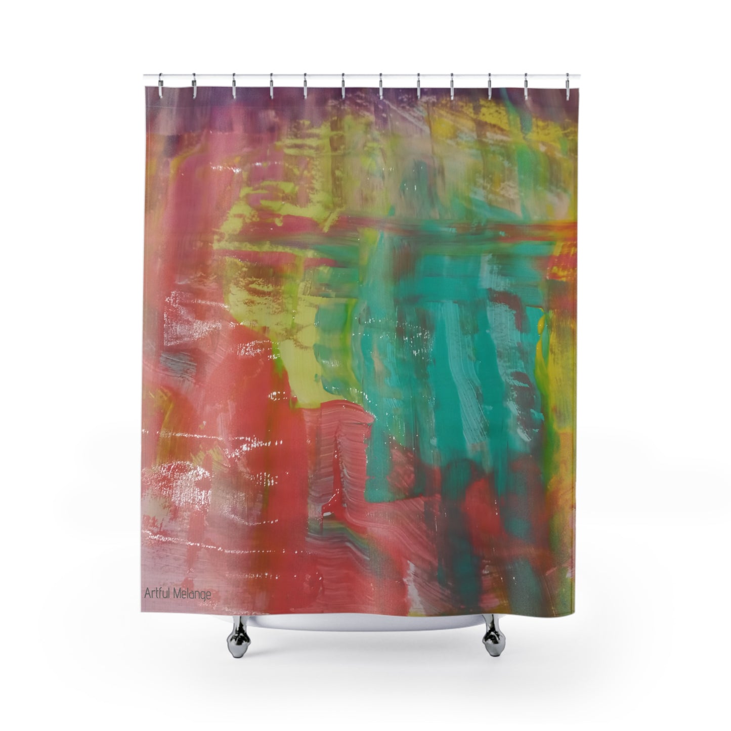 Canvas Cascade: Abstract Acrylic Art Shower Curtain Collection